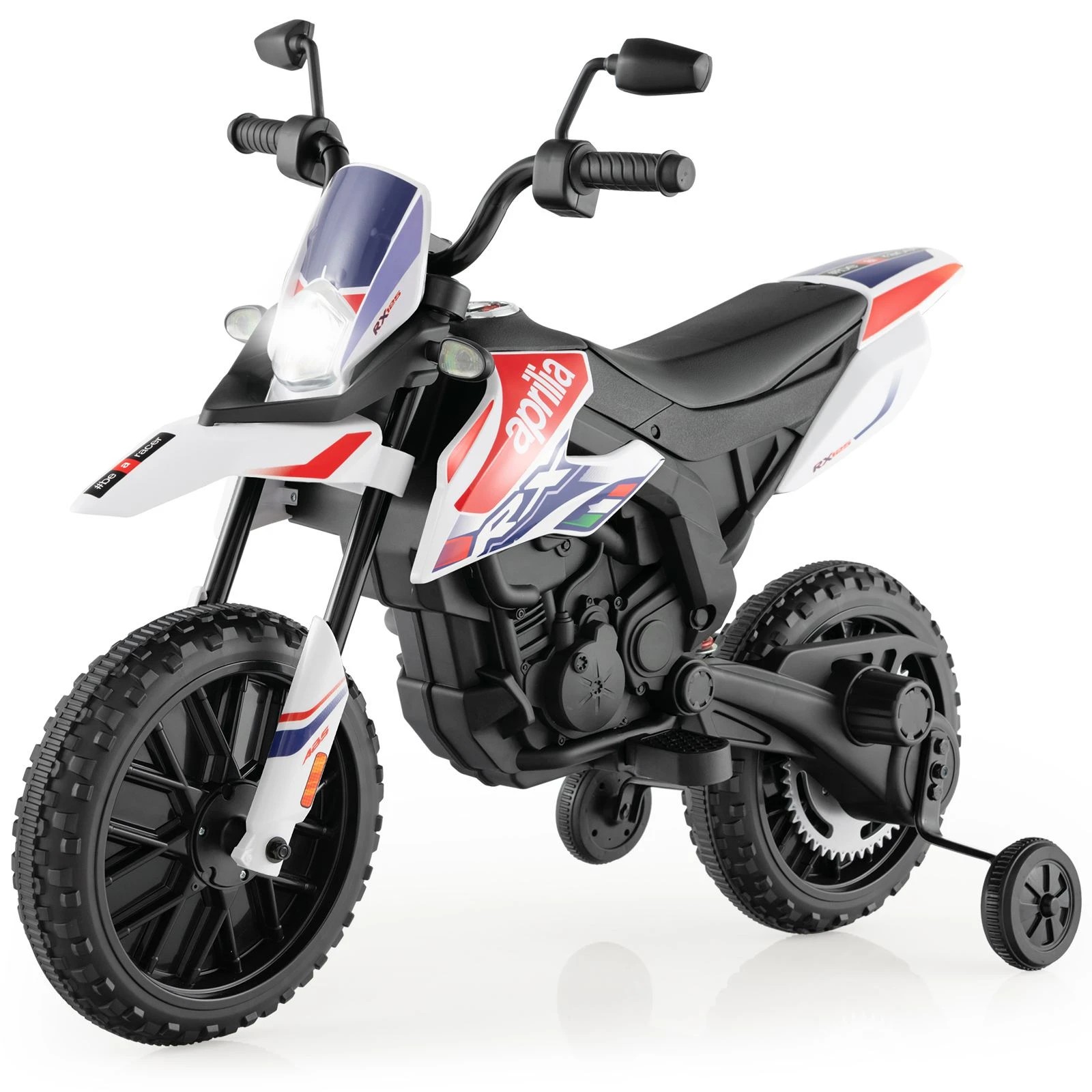1 Costway Ride On Motorcycle Aprilia Licensed Electric Motorbike - White, 1 of 2