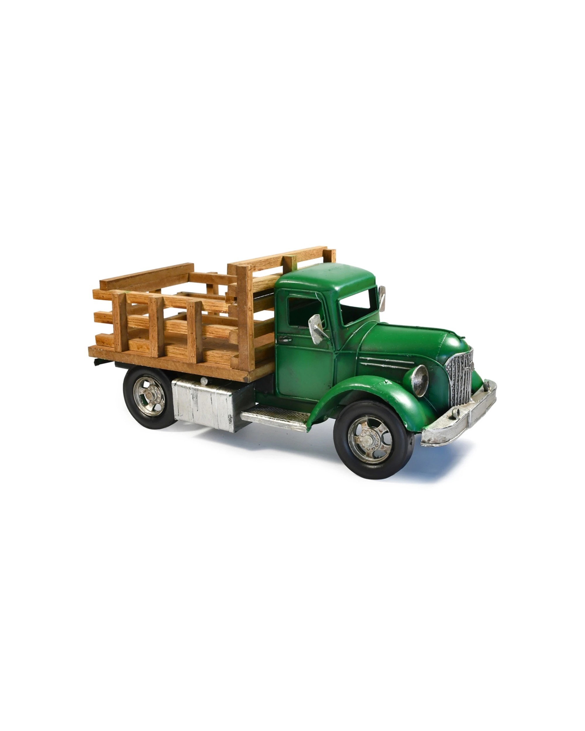 1 Auto Petit Farm Truck Metal Decorative Ornament Handmade Hand Painted - Green, 1 of 1