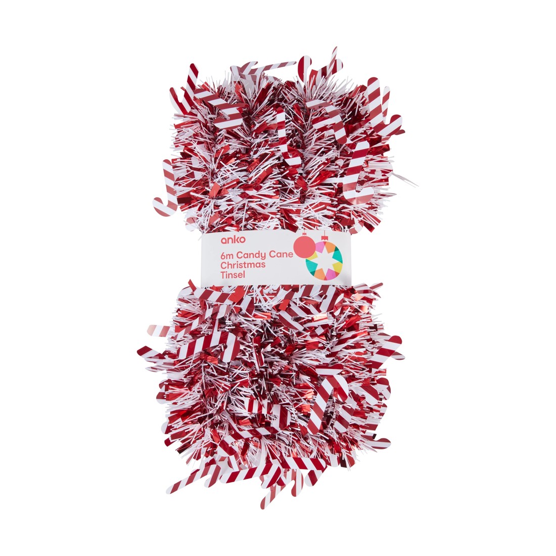 1 6m Candy Cane Christmas Tinsel, 1 of 5