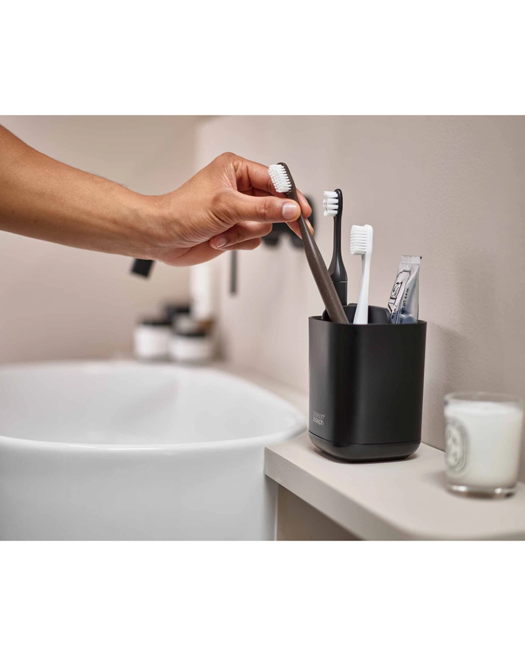 2 Joseph Joseph EasyStore Toothbrush Caddy Versatile Storage - Black, 2 of 7