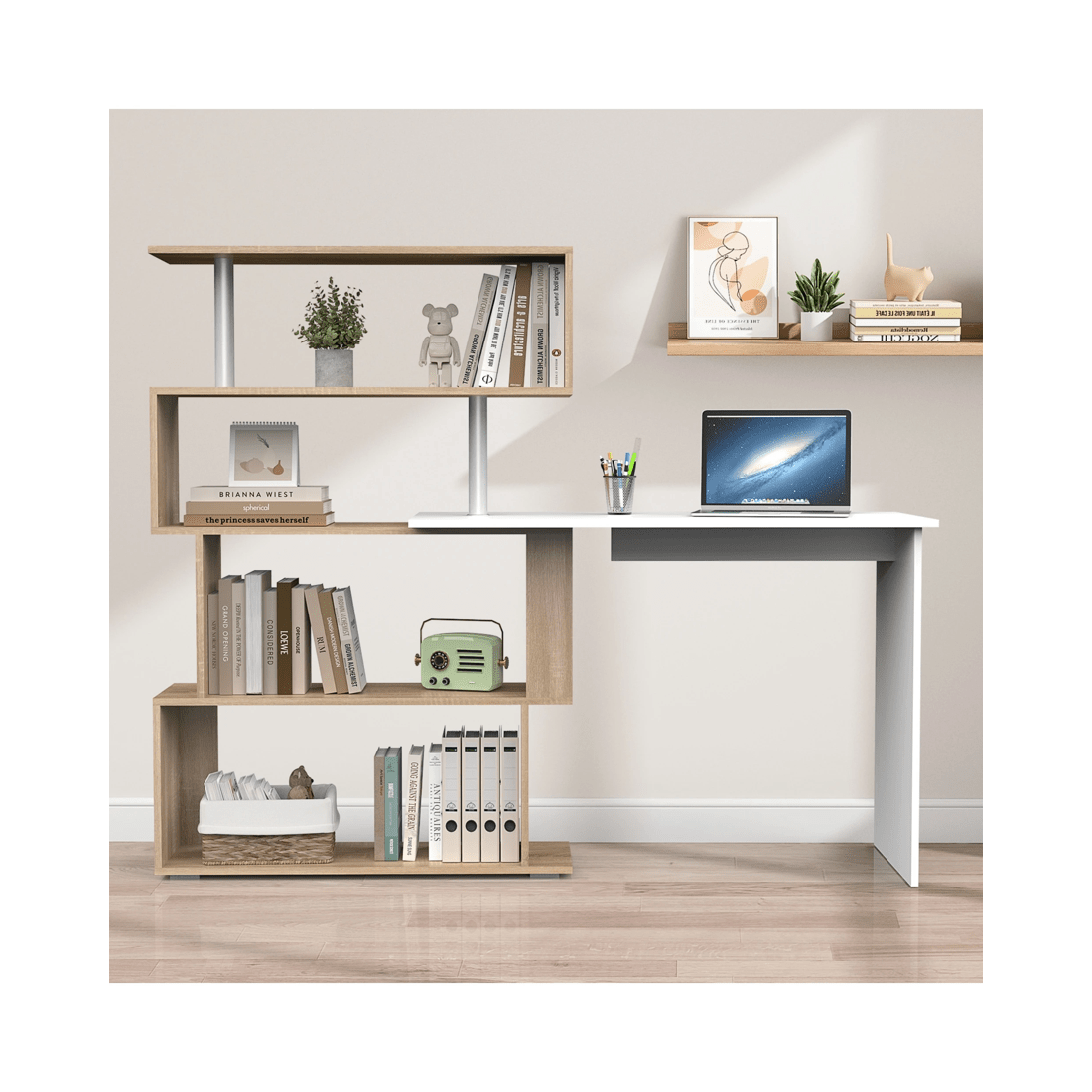 6 Advwin Computer Desk 180° Rotatable Corner Shelf, 6 of 8