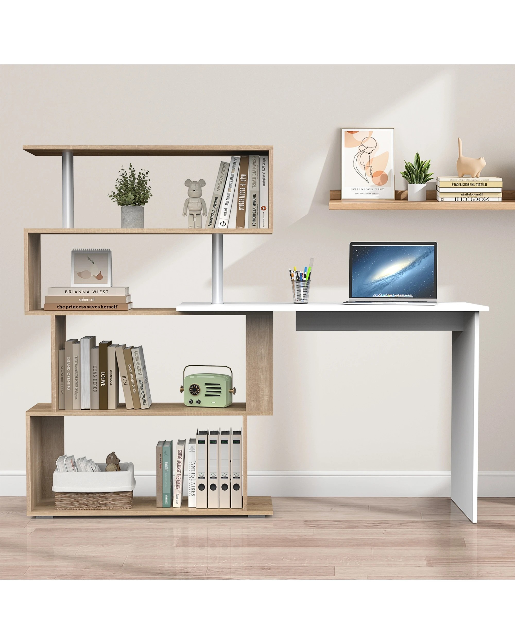 6 Advwin Computer Desk 180° Rotatable Corner Shelf, 6 of 8