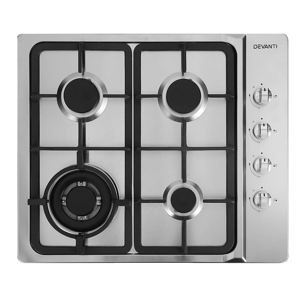 1 Devanti Gas Cooktop 60cm Stove Hob Silvir - Silver, 1 of 7