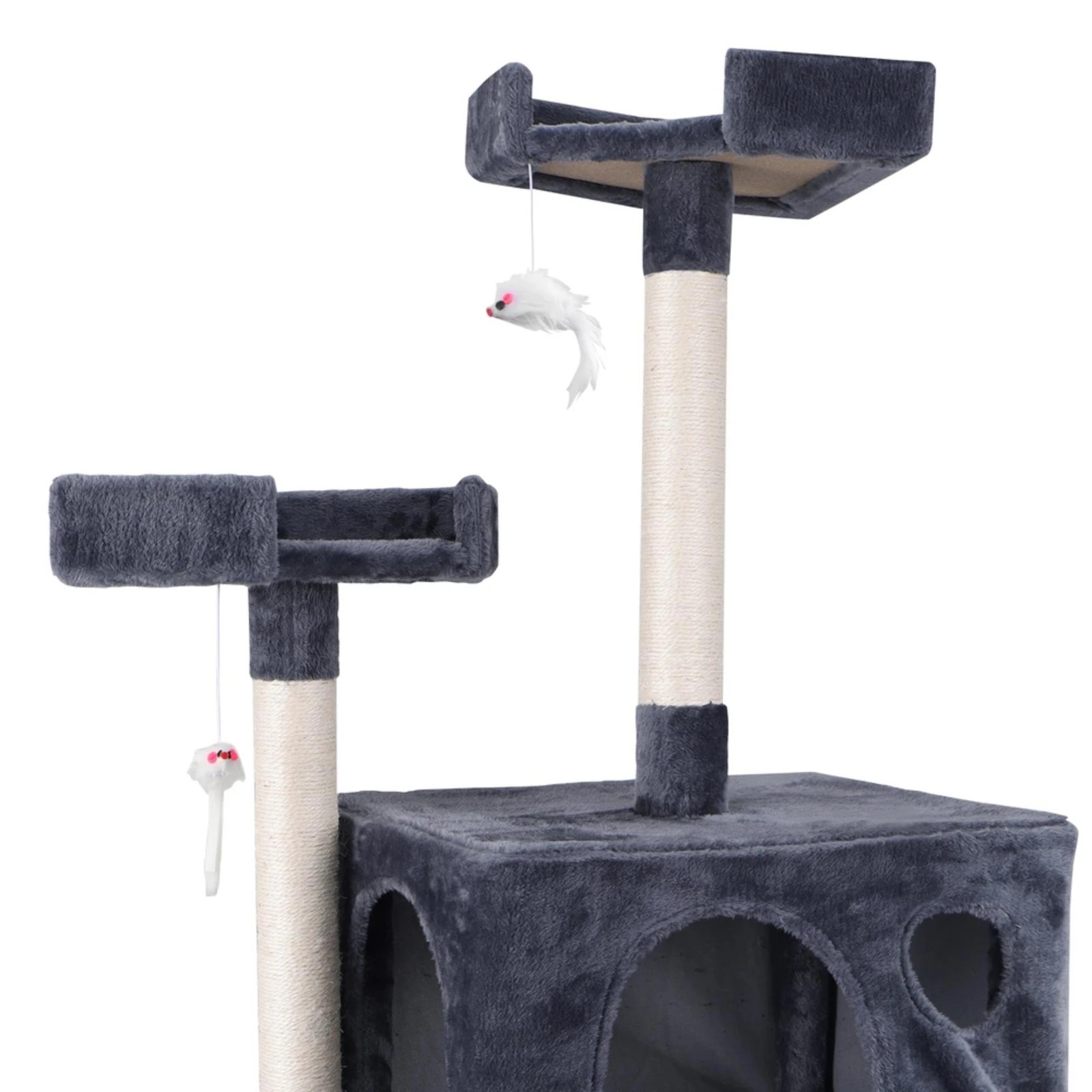 4 Beastie Cat Tree Scratching Post Scratcher Tower Condo House Furniture Wood 184cm - Grey, 4 of 5