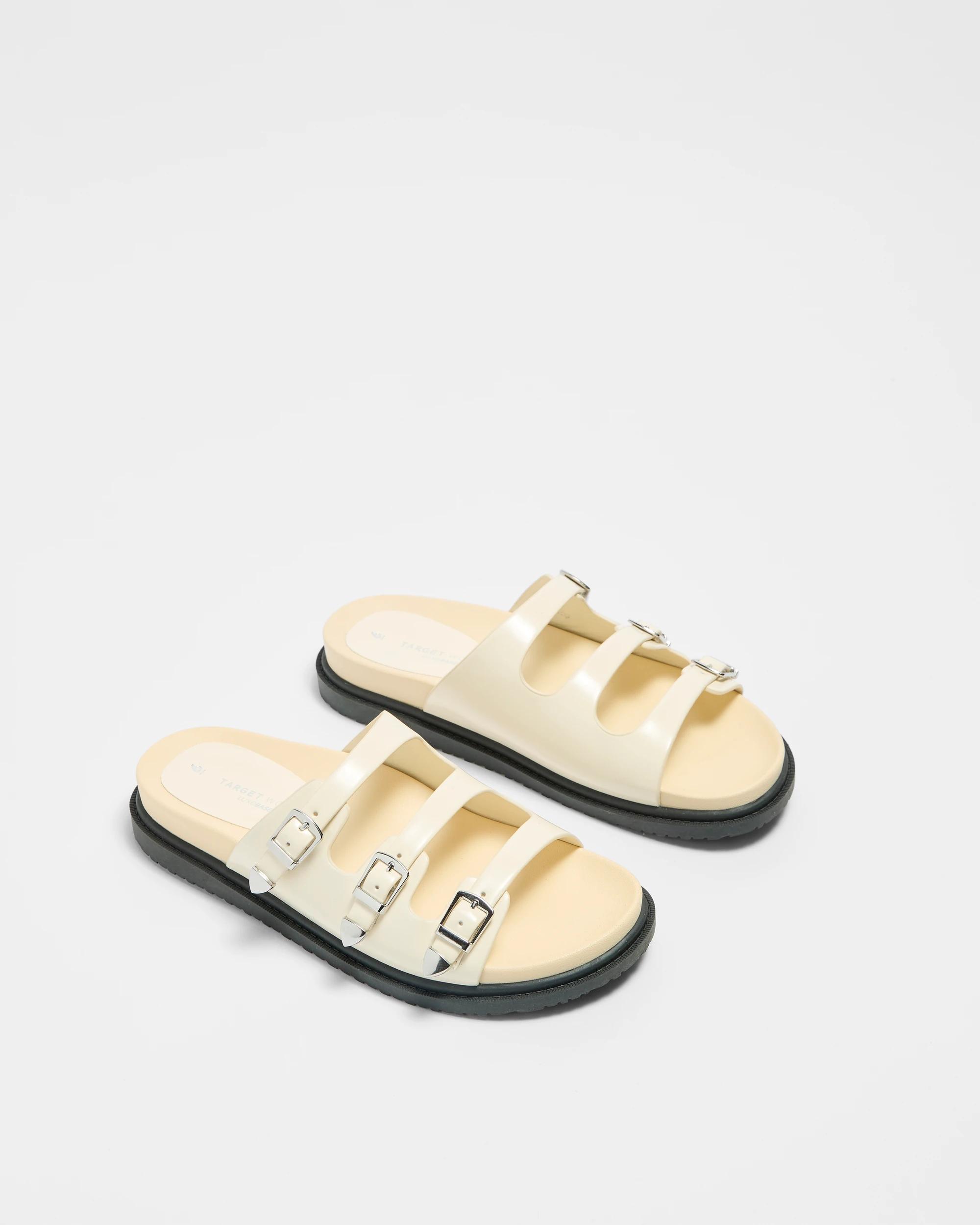 3 Target Womens Triple Strap Flat Sandal - Cyprus IVORY PATENT, 3 of 3