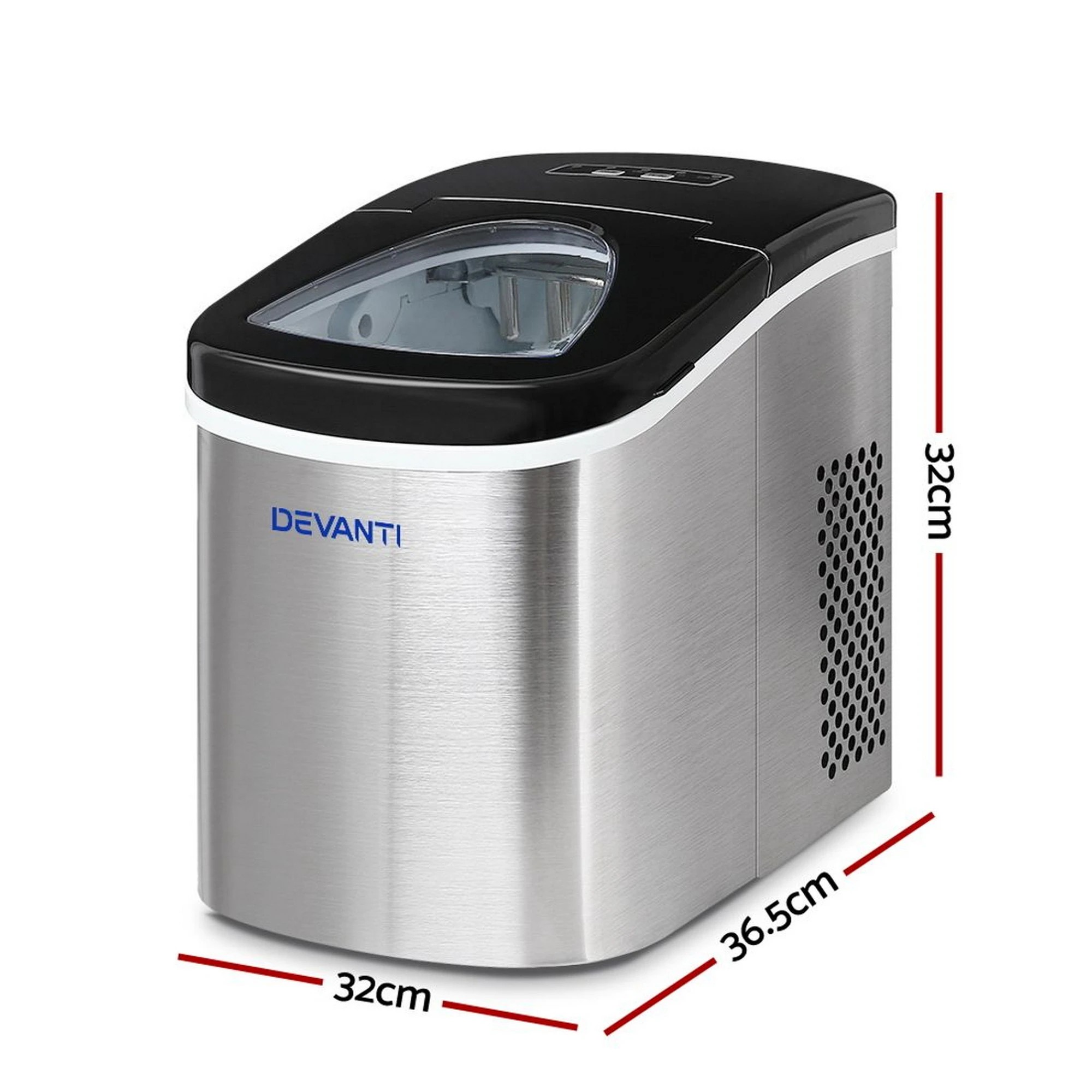 3 Devanti  Ice Maker Machine Ice Cube Tray Counter Party 2.4L Stainless Steel - Silver, 3 of 9