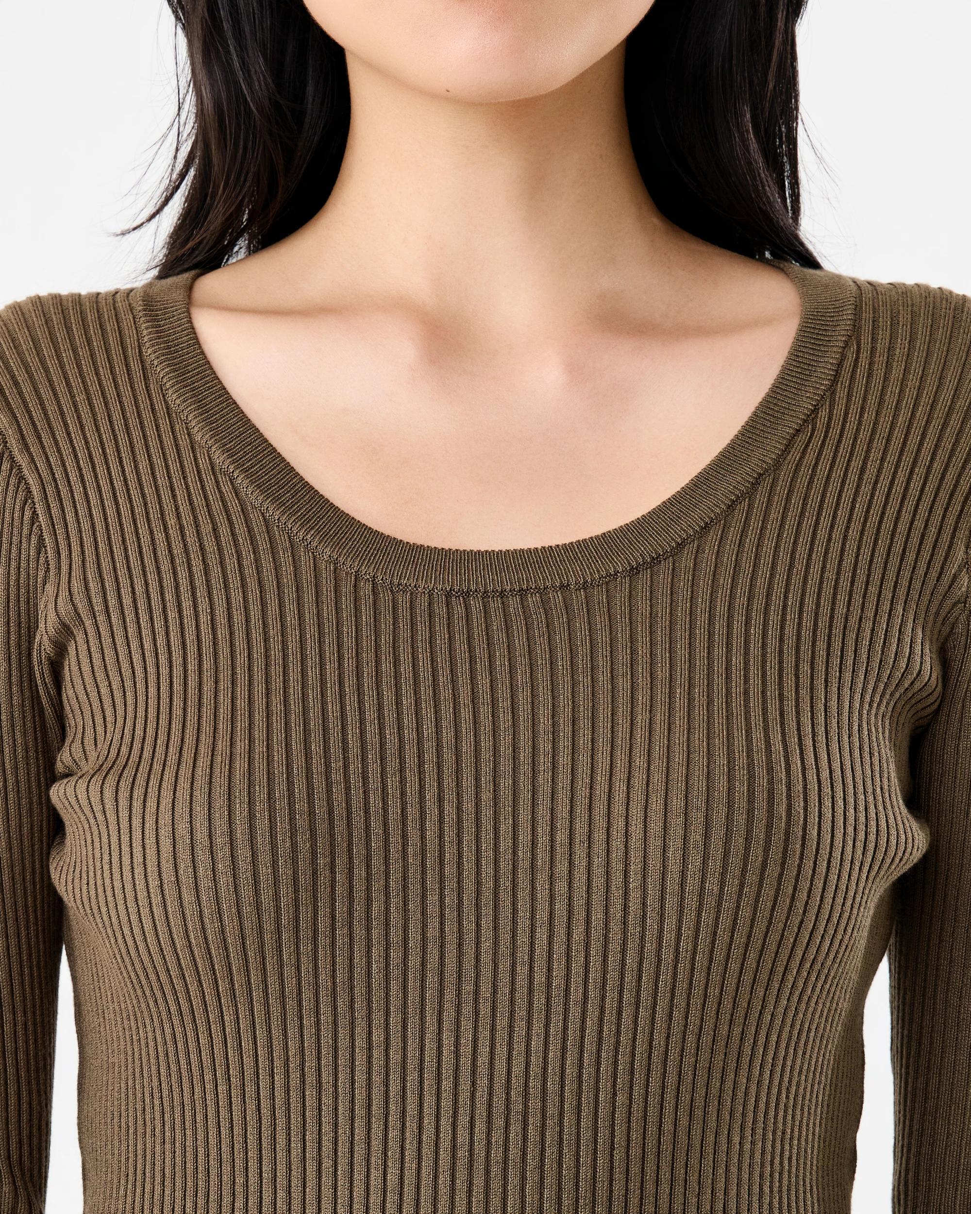 5 Long Sleeve Scoop Neck Top Dark Olive, 5 of 6