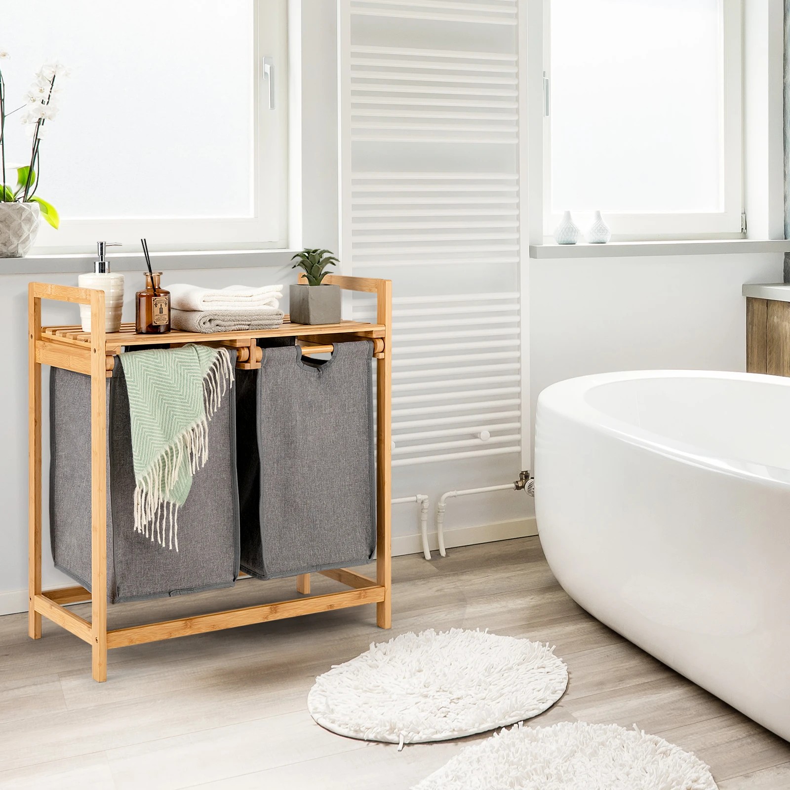 5 Costway Bamboo Hamper Basket Storage Organizer Bathroom Laundry - Natural, 5 of 6