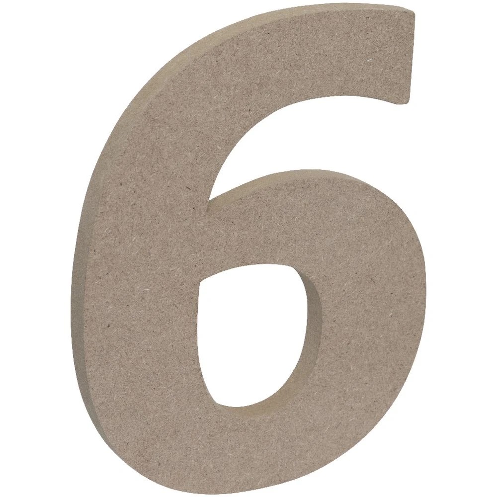 3 Born Wooden Number 6 20cm, 3 of 3