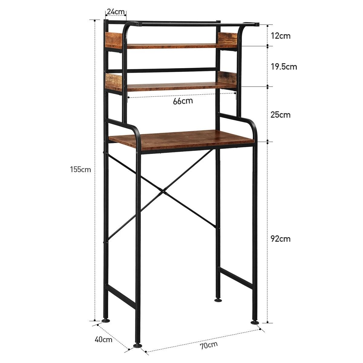 3 LUXSUITE Freestanding 3-Tier Over Toilet Shelf Organiser Rack, 3 of 4