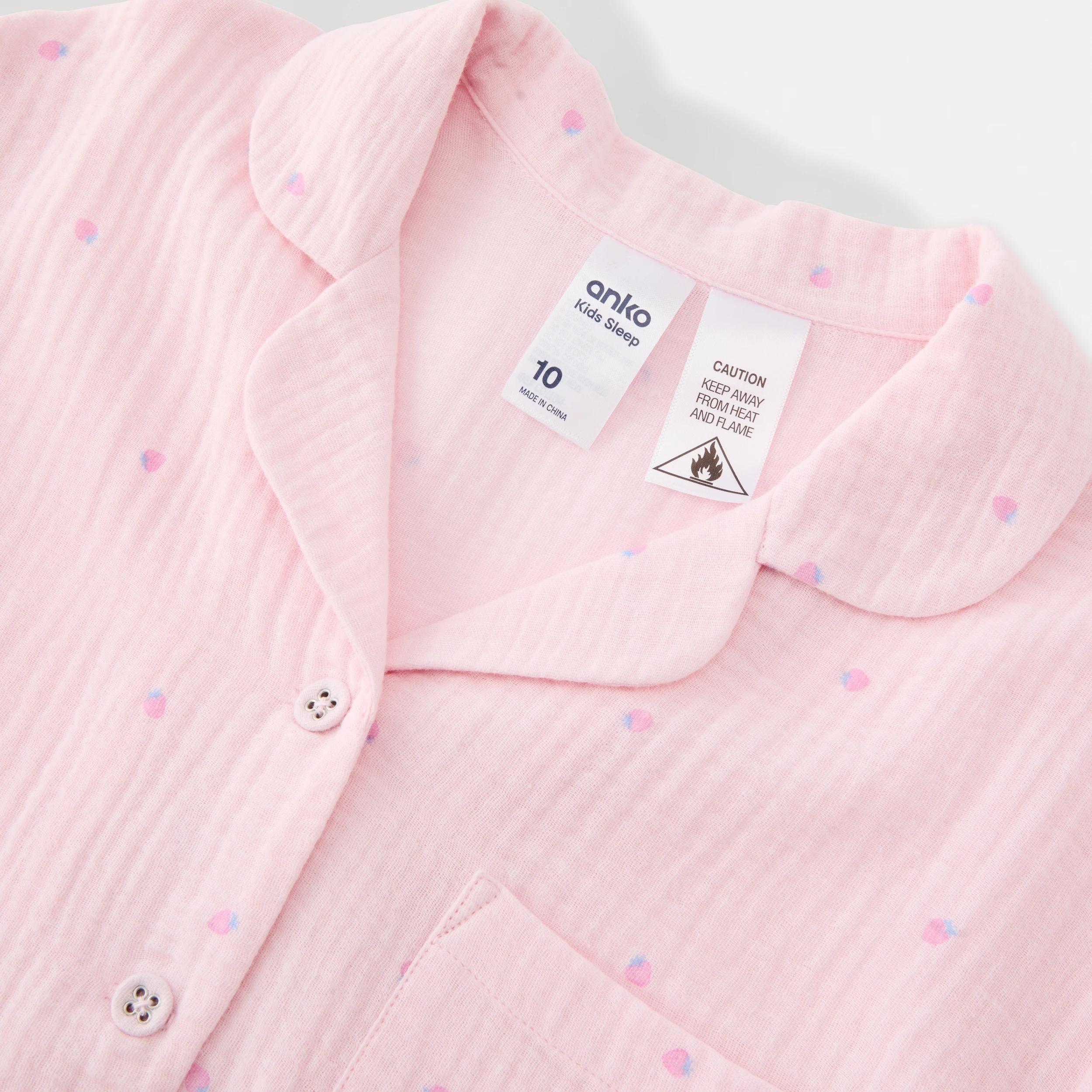 7 Short Sleeve Woven Pyjama Set PINK STRAWBERRY, 7 of 8