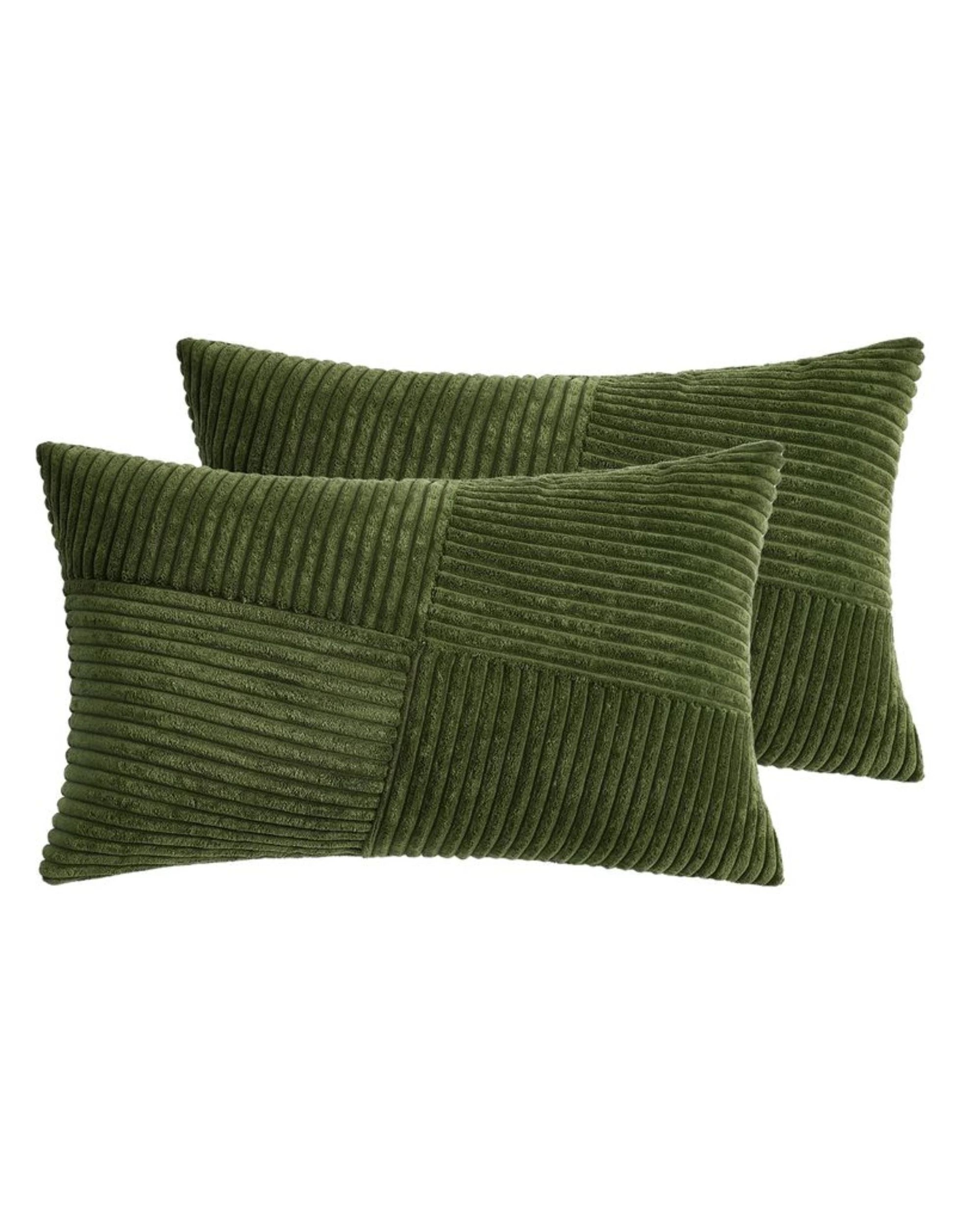 2 Gioia Casa 2-Pack Corduroy Cushion Covers Windmill Pattern 30x50cm - Olive Green, 2 of 4