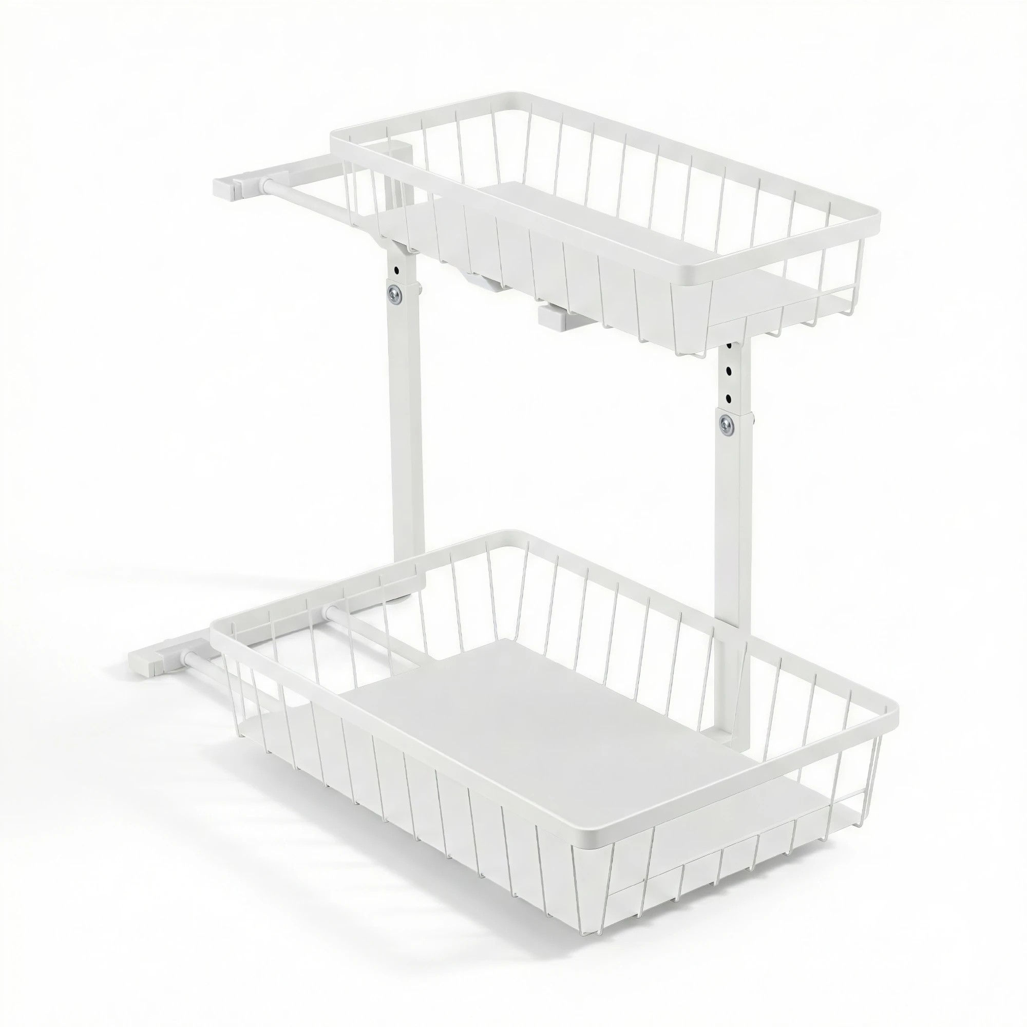 3 Artiss Under Sink Organizer Storage with 2 Slide Out Drawers 5 Adjustable Height Bathroom Kitchen Cabinet - White, 3 of 3