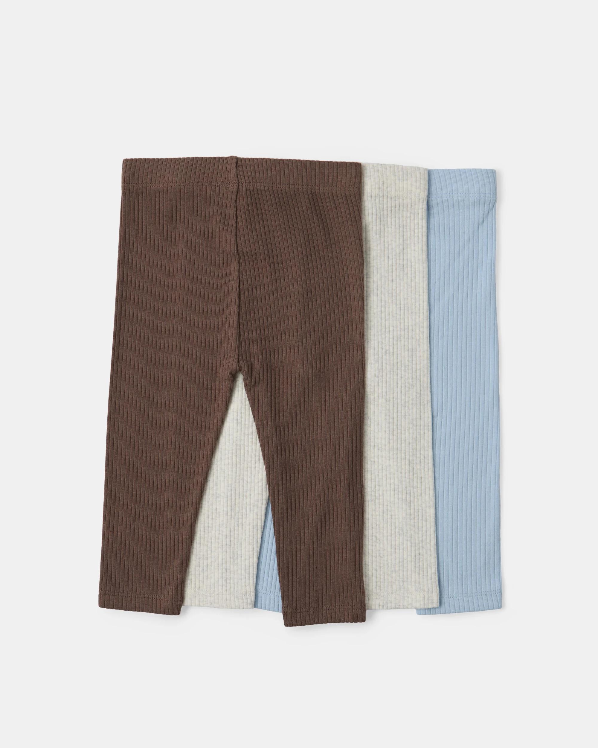 2 3 Pack Ribbed Leggings Brw Multi, 2 of 8