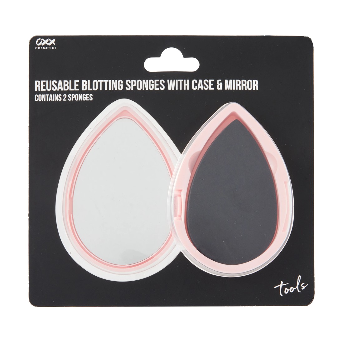 1 OXX Cosmetics 2 Pack Reusable Blotting Sponges with Case and Mirror - Black and Pink, 1 of 7
