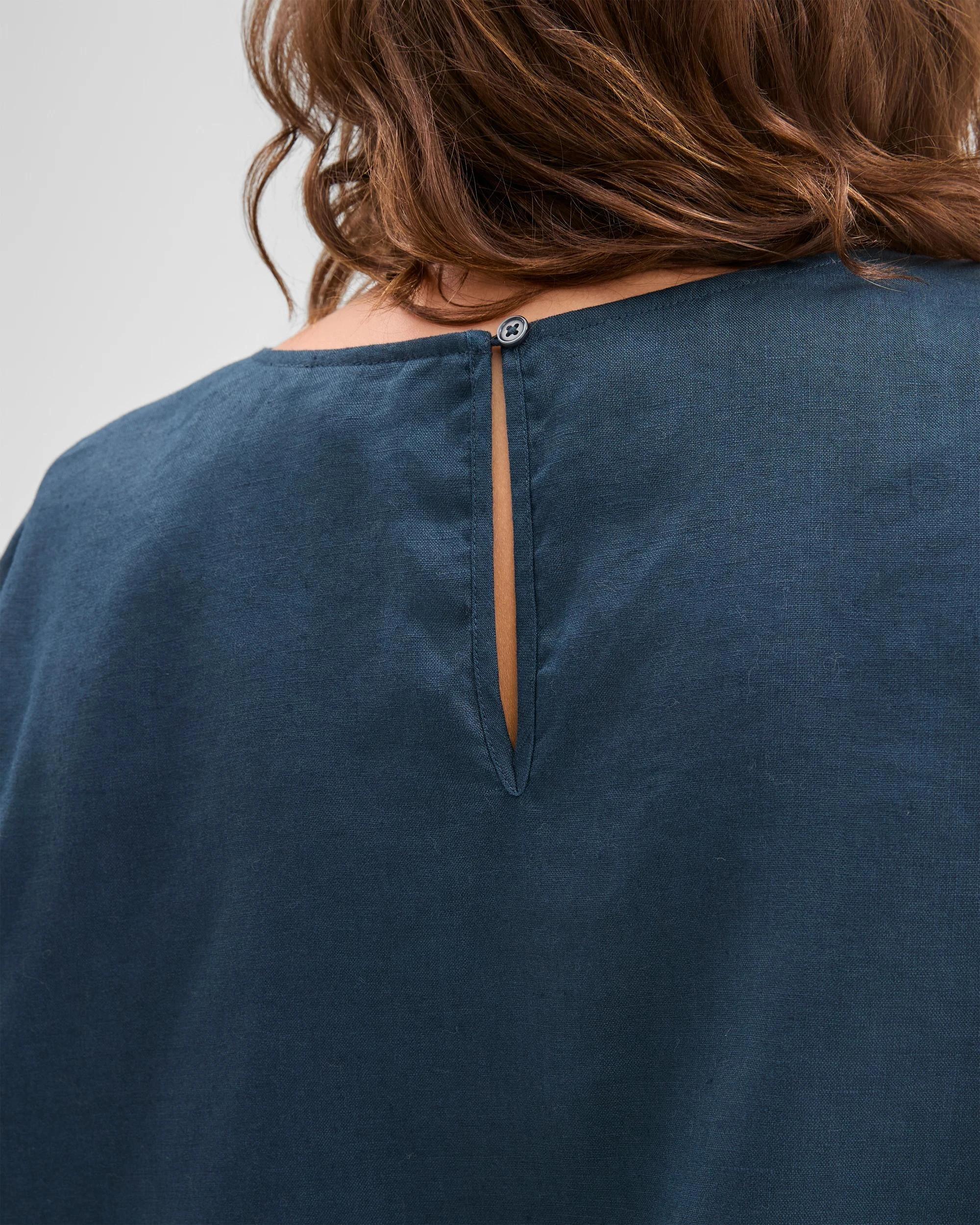 7 Target Curve Plus Size European Linen Short Sleeve Seam Detail Top SODALITE, 7 of 7