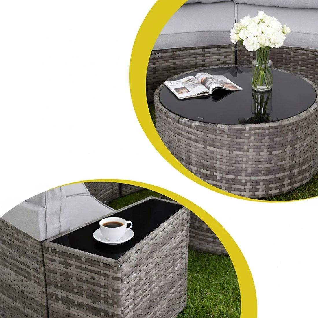 6 Gardeon 4 Seater Outdoor Sofa Set 7PCS Table Chair Set Garden Rattan Patio - Grey, 6 of 6