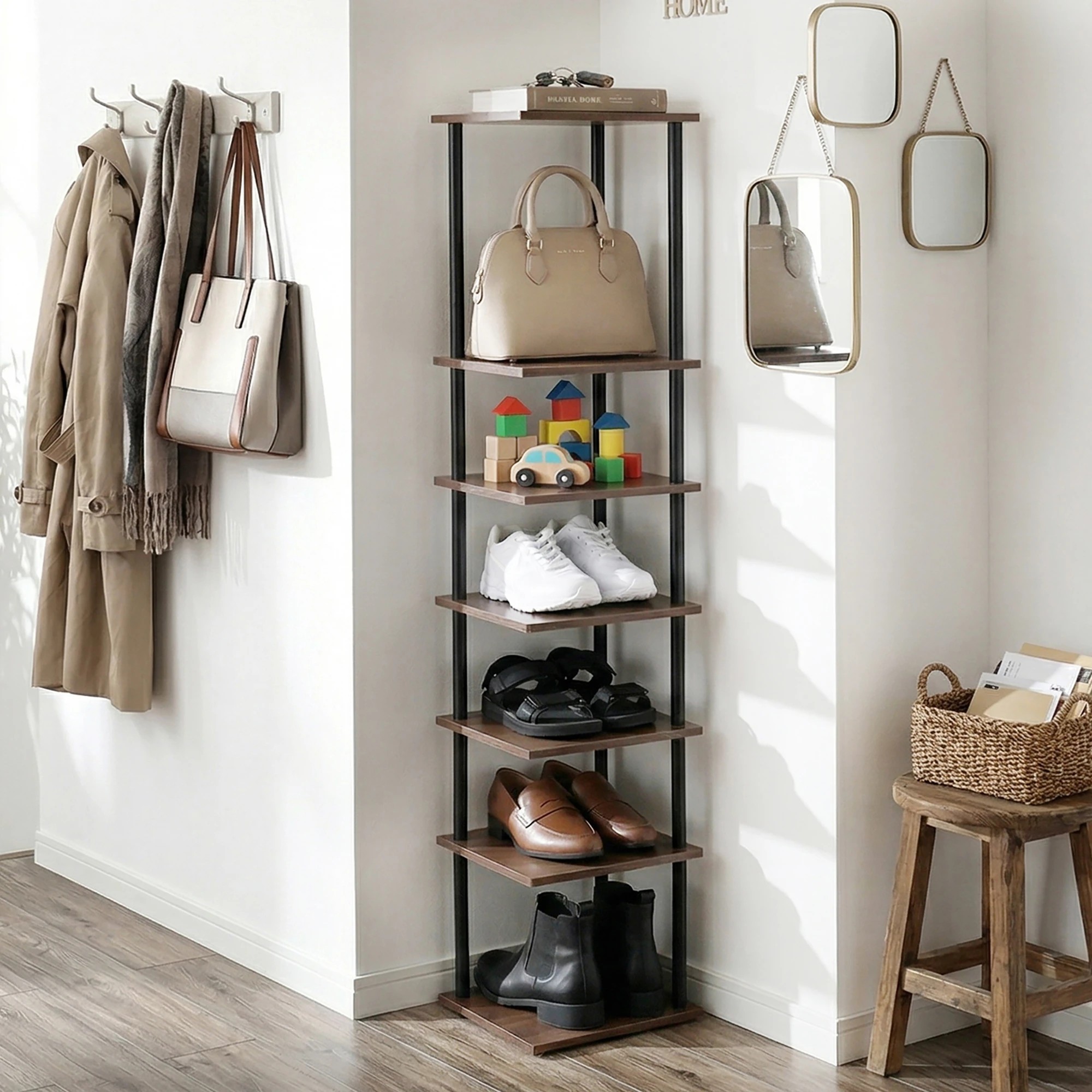 8 Levede Vertical Shoe Rack 8-Tier Space Saving Narrow Corner Organiser Storage, 8 of 8