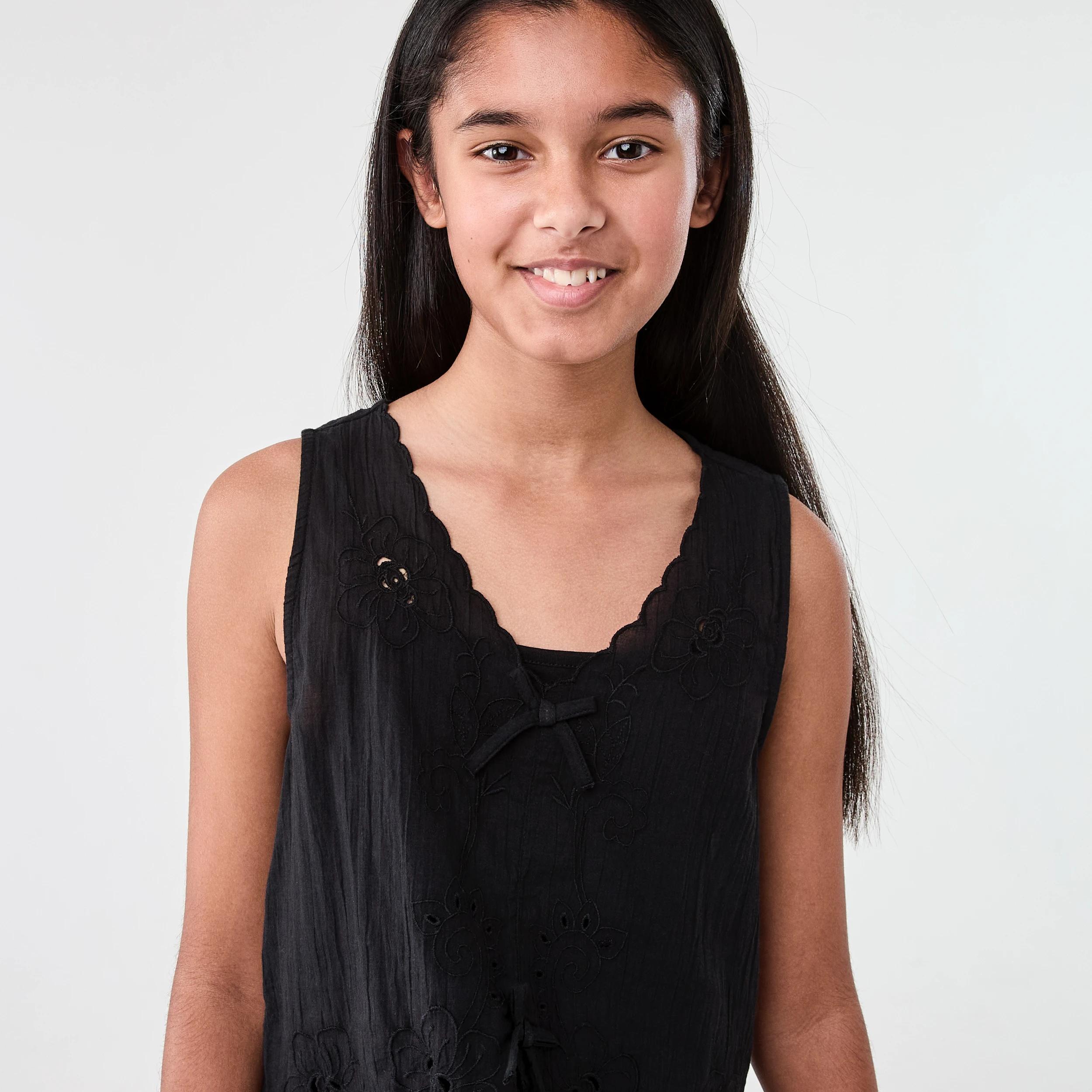 3 Woven Tie Front Top BLACK, 3 of 7