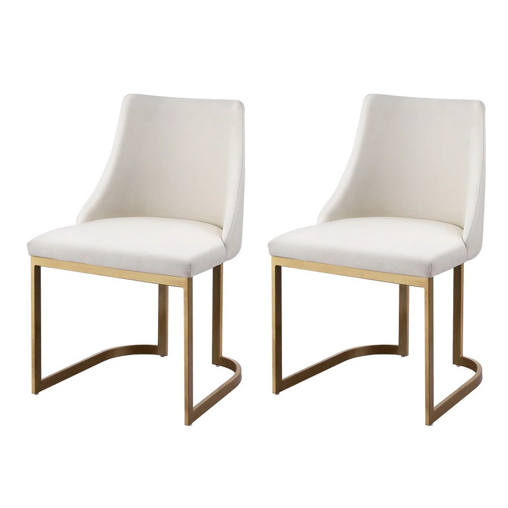 1 Artiss Dining Chairs Set of 2 Linen Fabric Frame - White, 1 of 5
