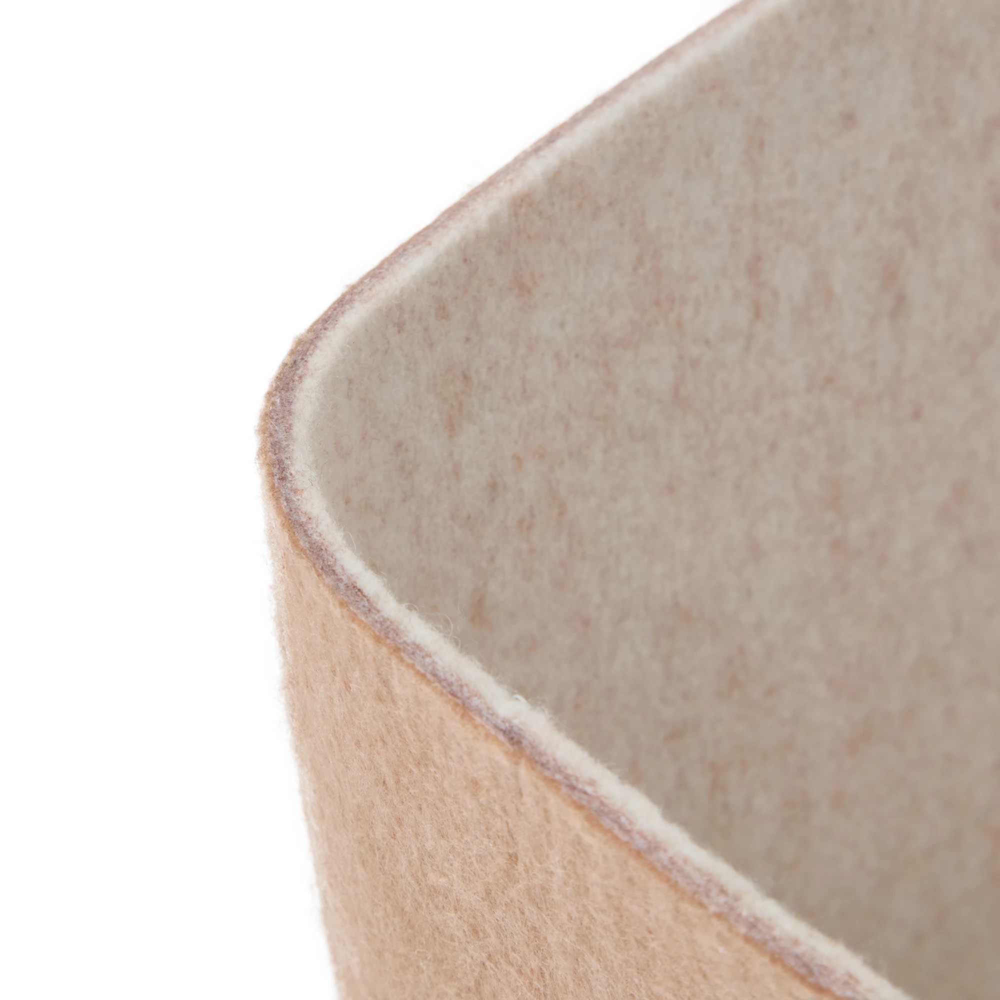 9 Two Tone Flat Felt Basket - Large, Beige, 9 of 9