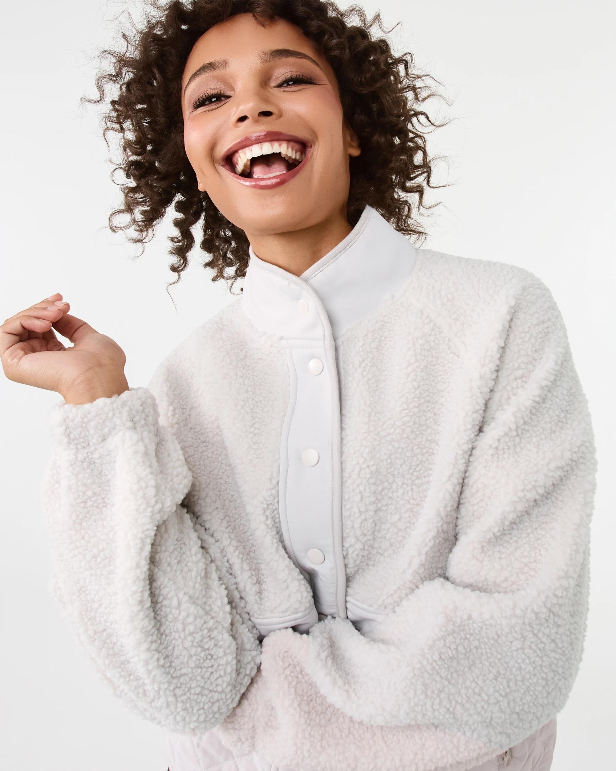 5 Active Womens Contrast Sherpa Quilted Jacket Peak Grey, 5 of 8