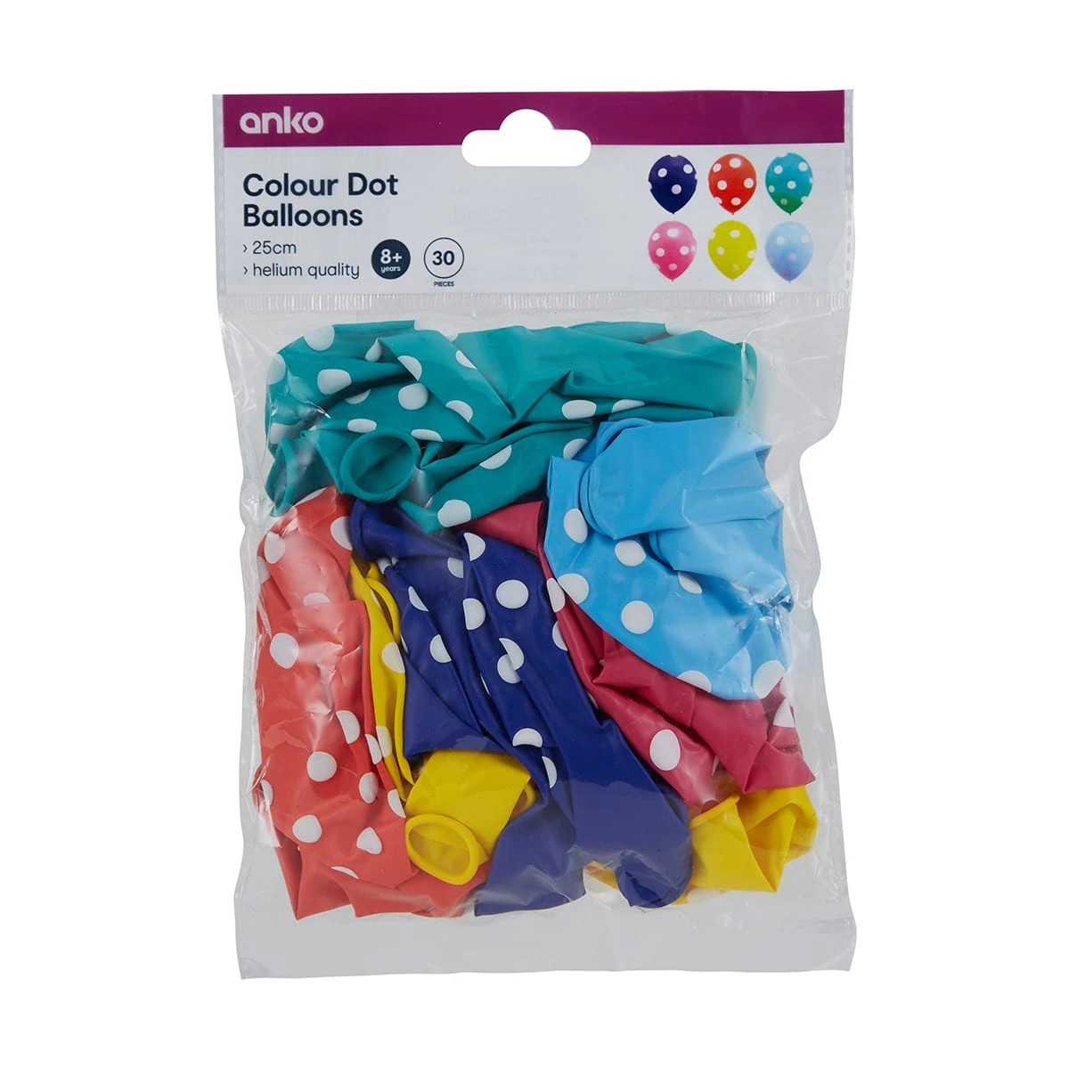 3 30 Pack Colour Dot Balloons, 3 of 3