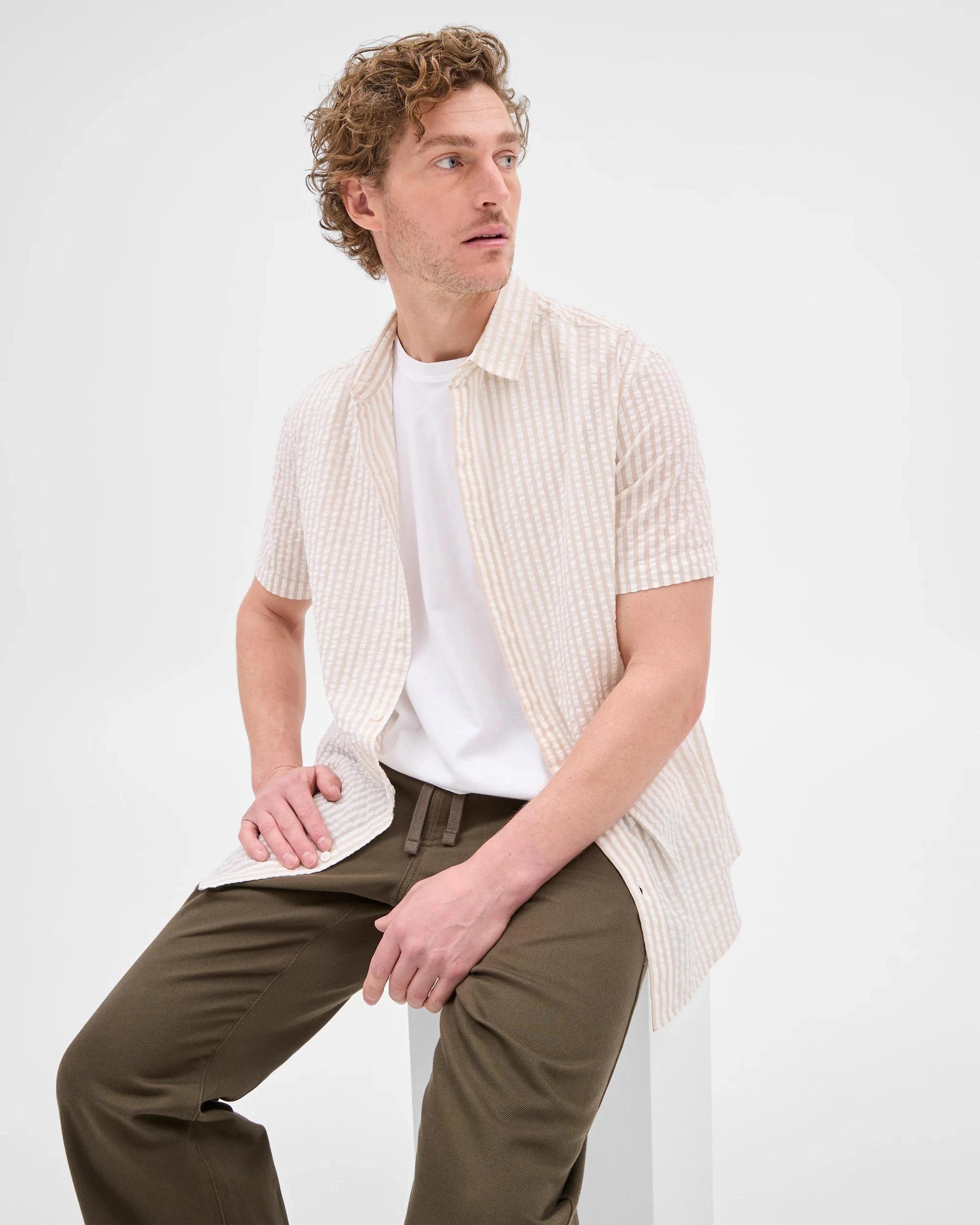 8 Target Australian Cotton Seersucker Shirt LIGHT STONE, 8 of 10