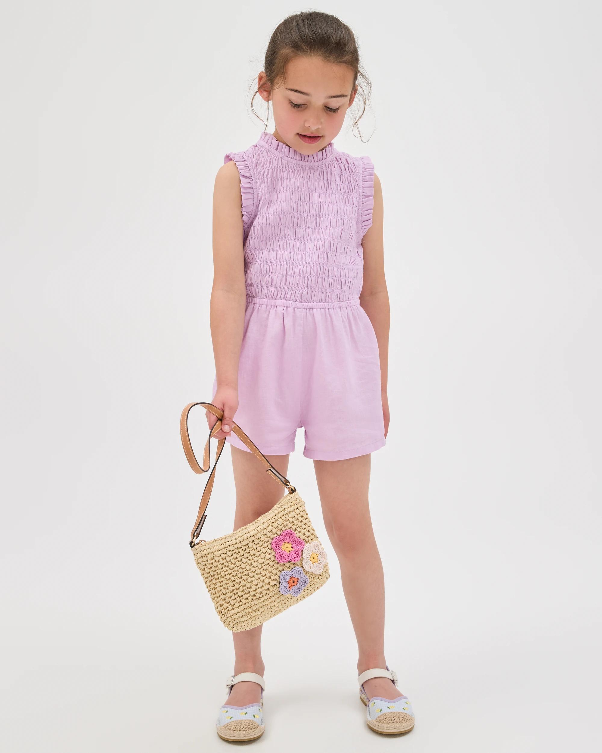 1 Target Kids Linen Blend Sleeveless Playsuit LIGHT PURPLE, 1 of 7
