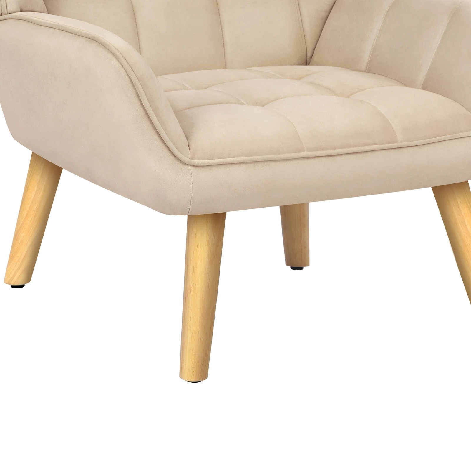 8 Alfordson Armchair Accent Chair Upholstered Lounge Sofa Tub Couch Velvet - Beige, 8 of 9