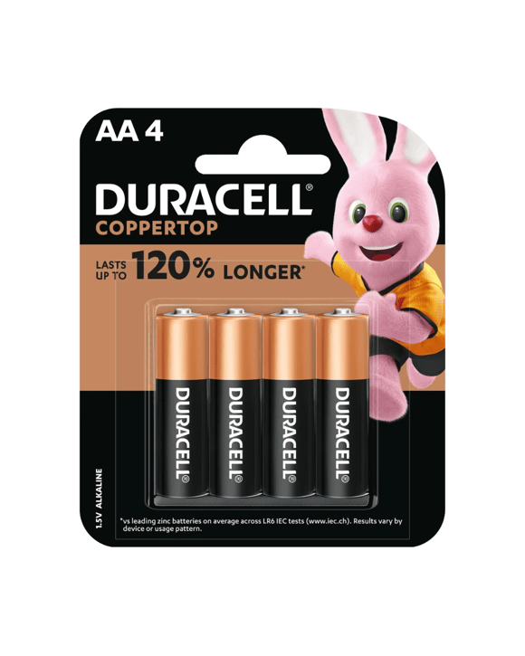 4 Pack Duracell Coppertop Alkaline AA Batteries