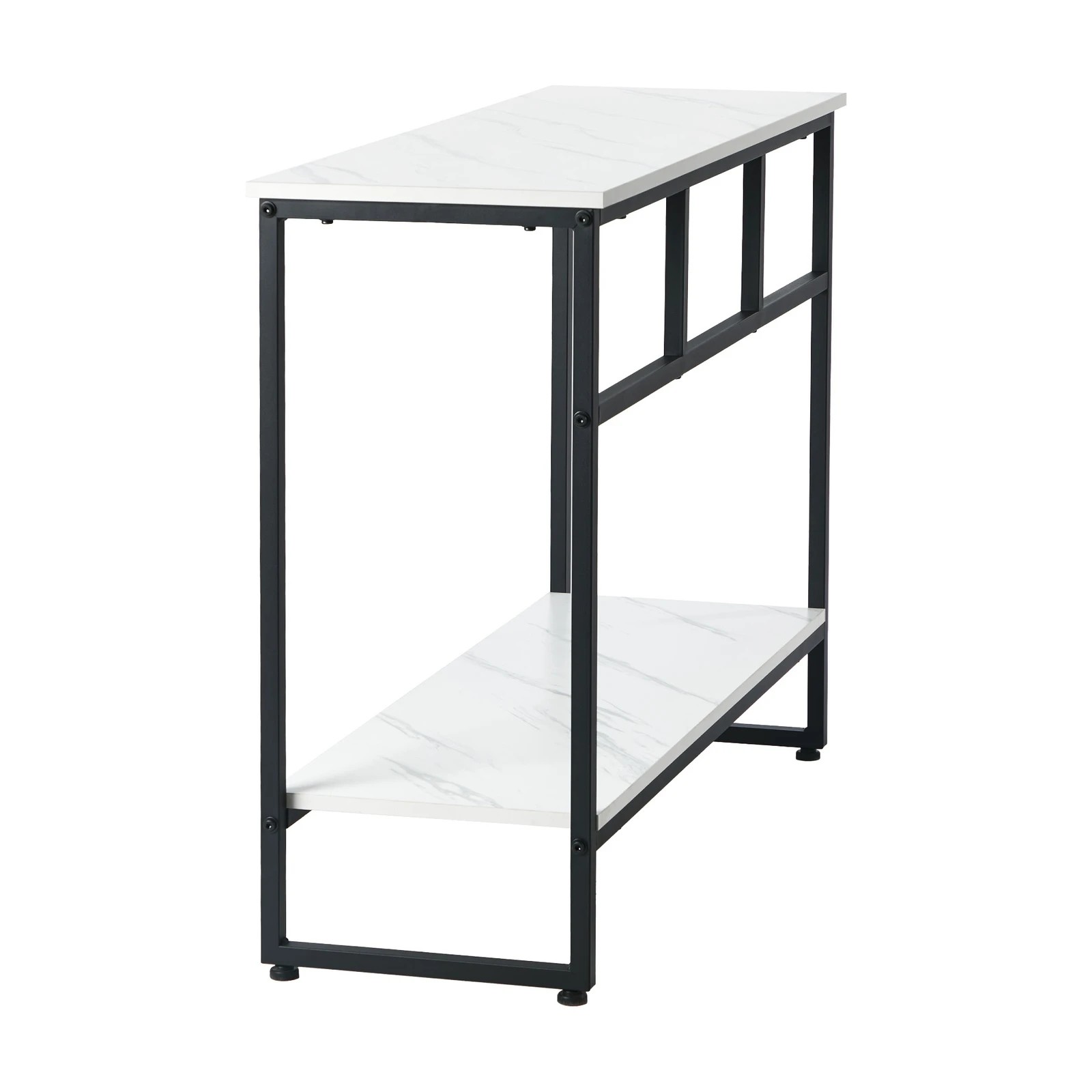 9 Oikiture Console Table Hallway Marble Effect Metal Entry Table Display - Black, 9 of 9