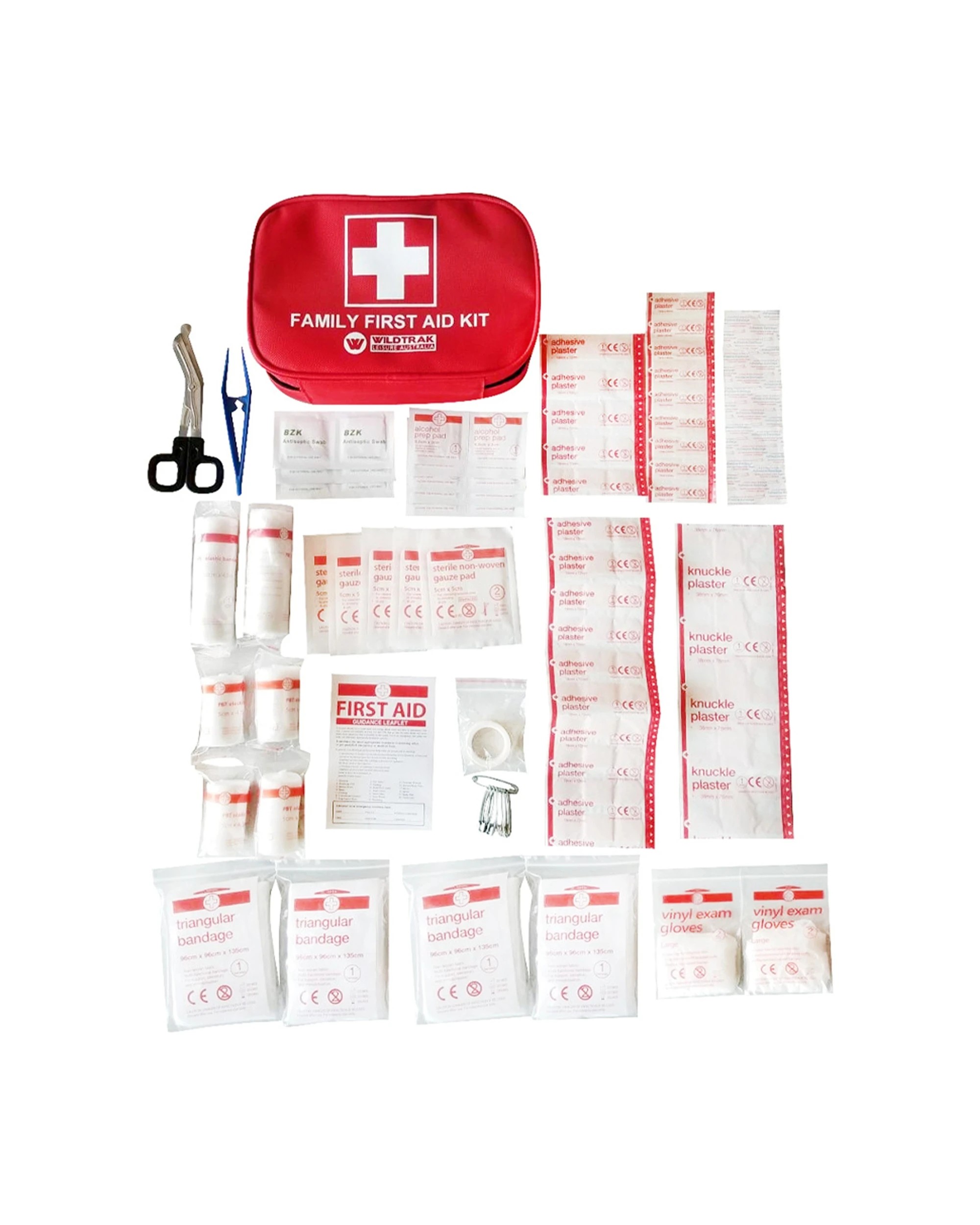 2 Wildtrak Family First Aid Kit 80 Piece Travel Weatherproof Bag With Guide - Red, 2 of 2