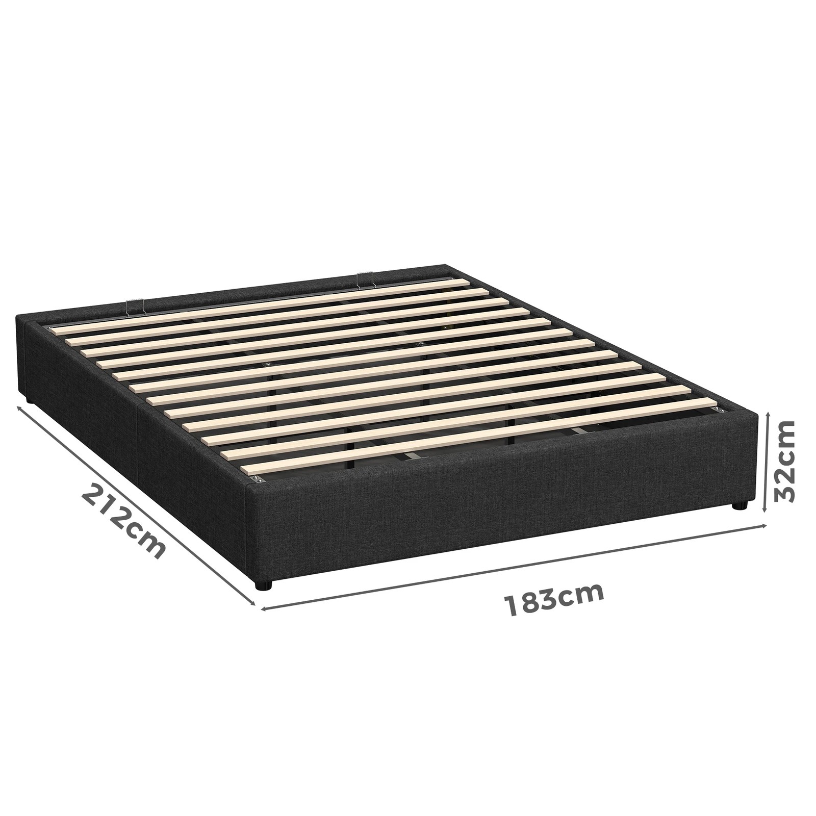 3 Alfordson Bed Frame King Size Gas Lift Storage Mattress Base Barlow - Charcoal, 3 of 10