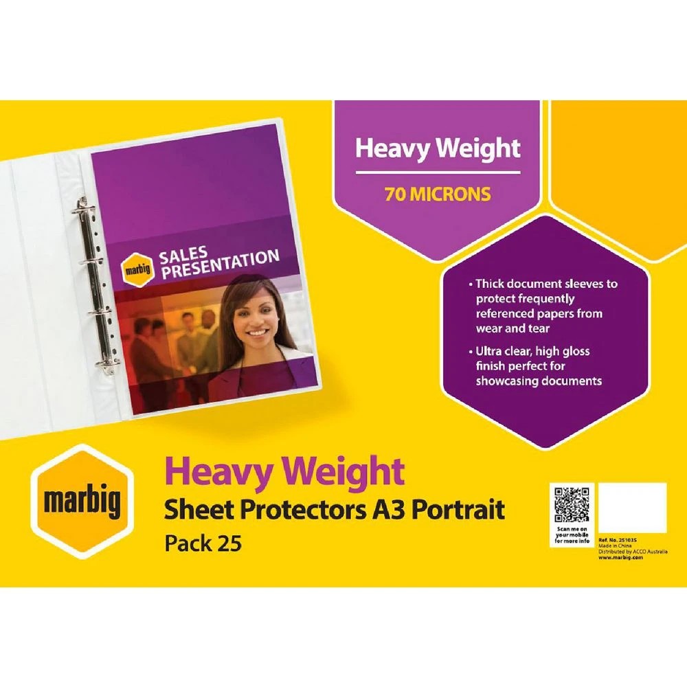 1 Marbig A3 Heavy Weight Portrait Sheet Protector 25 Pack, 1 of 1