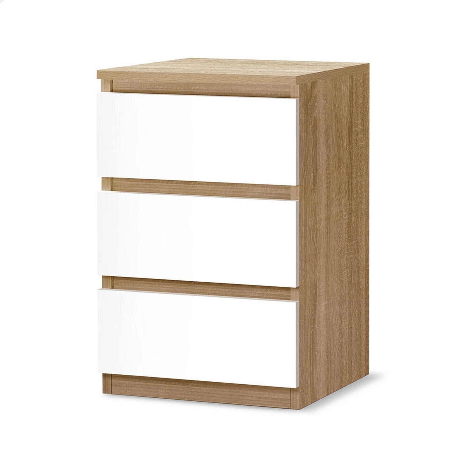 1 Alfordson Bedside Table Nightstand 3 Drawers Side End Table - Wood White, 1 of 10