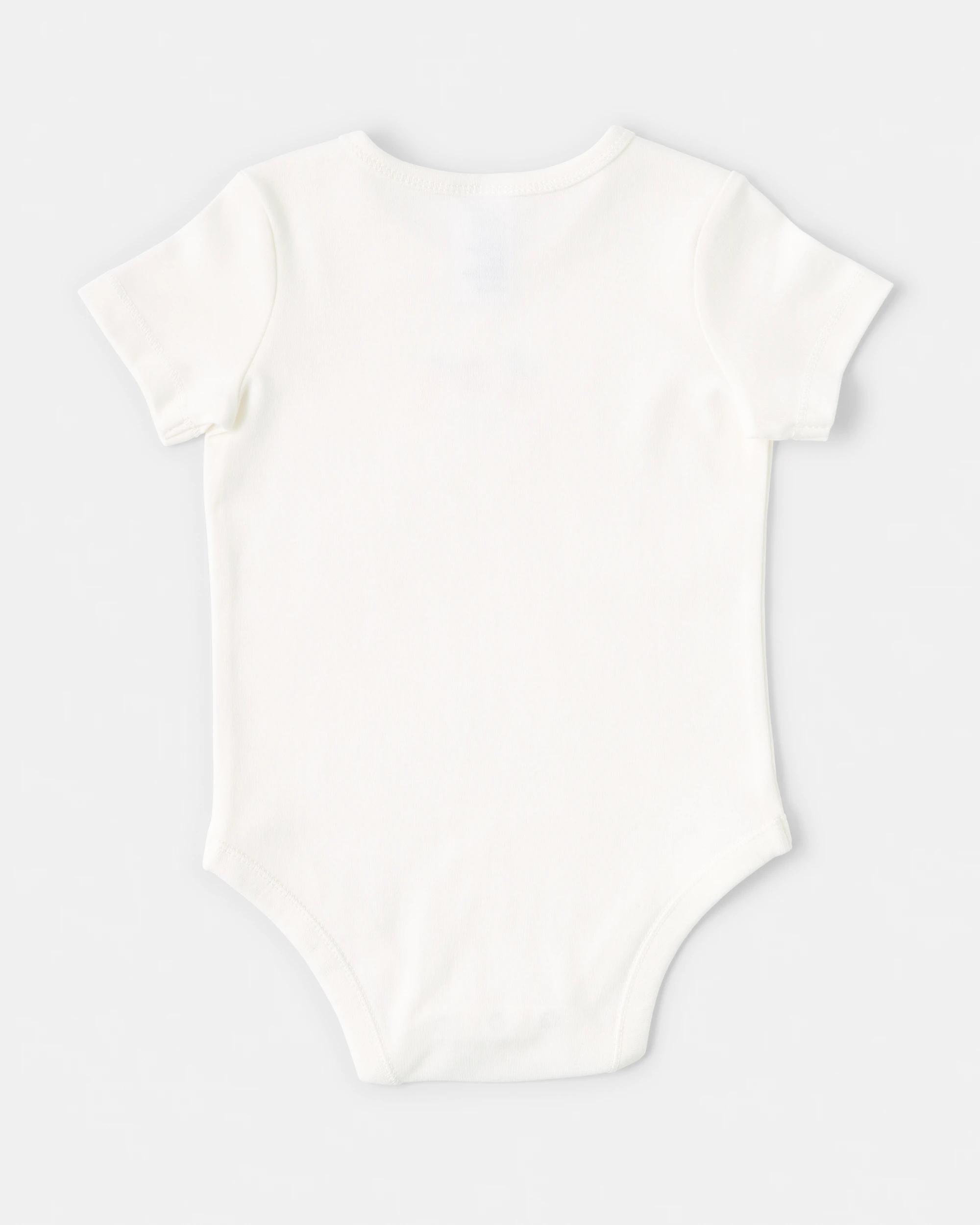 2 Cotton Short Sleeve Print Bodysuit Beig Veges, 2 of 3