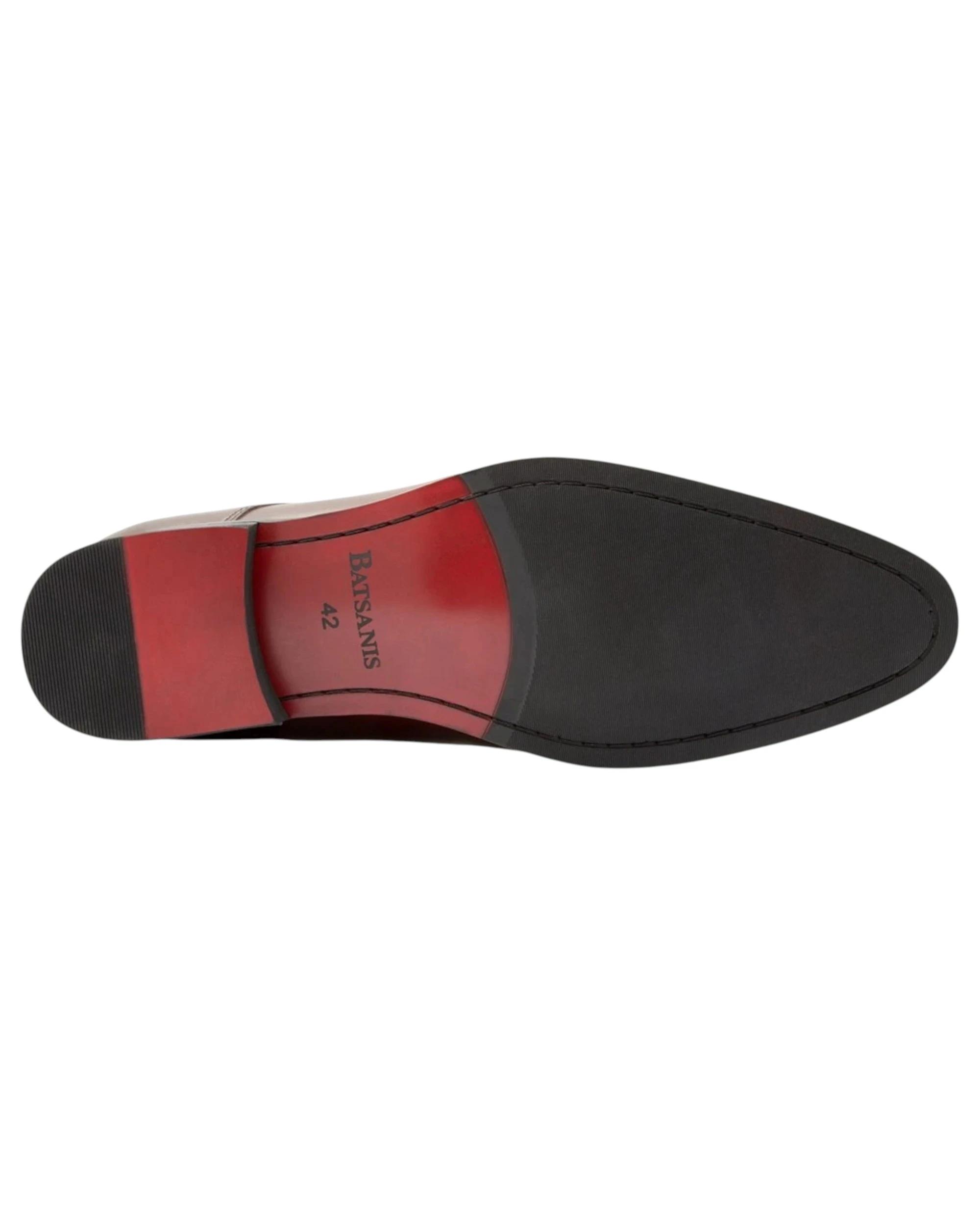 2 Batsanis Mens Steven Leather Lace Up Work Formal Shoes BRANDY, 2 of 5