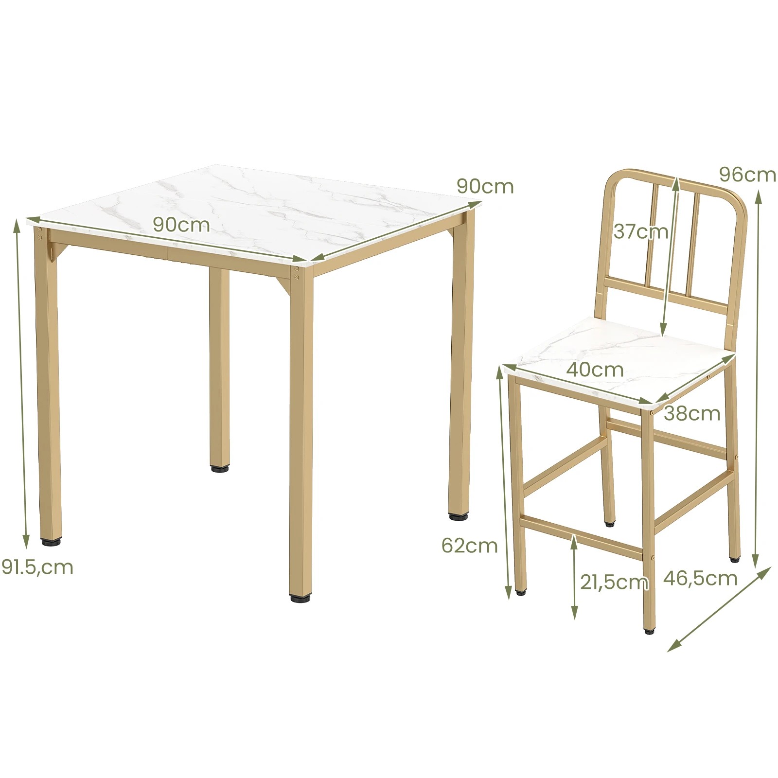 4 Costway 5PCS Counter Height Dining Table Set Dining Table Set Kitchen Bar Table & Chairs Set - White, 4 of 4