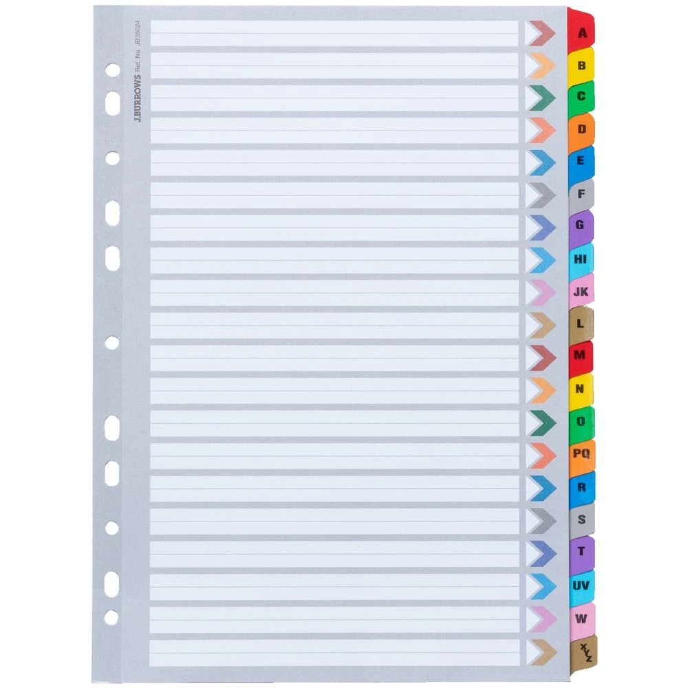 2 J.Burrows A4 A-Z Tab Dividers Paper 20 Tabs, 2 of 3