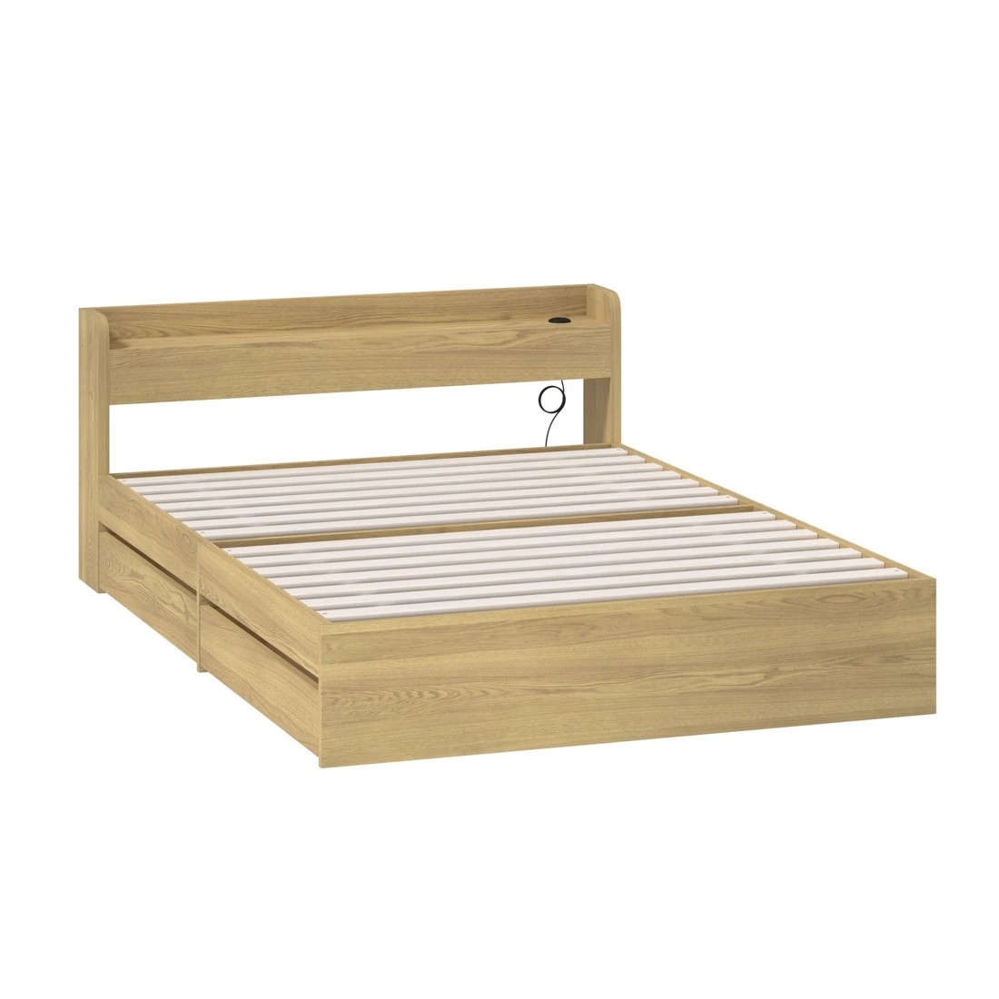 7 Oikiture Double Bed With Charging Ports & 2 Drawers Timber Bed Frame
 - Natural, 7 of 10