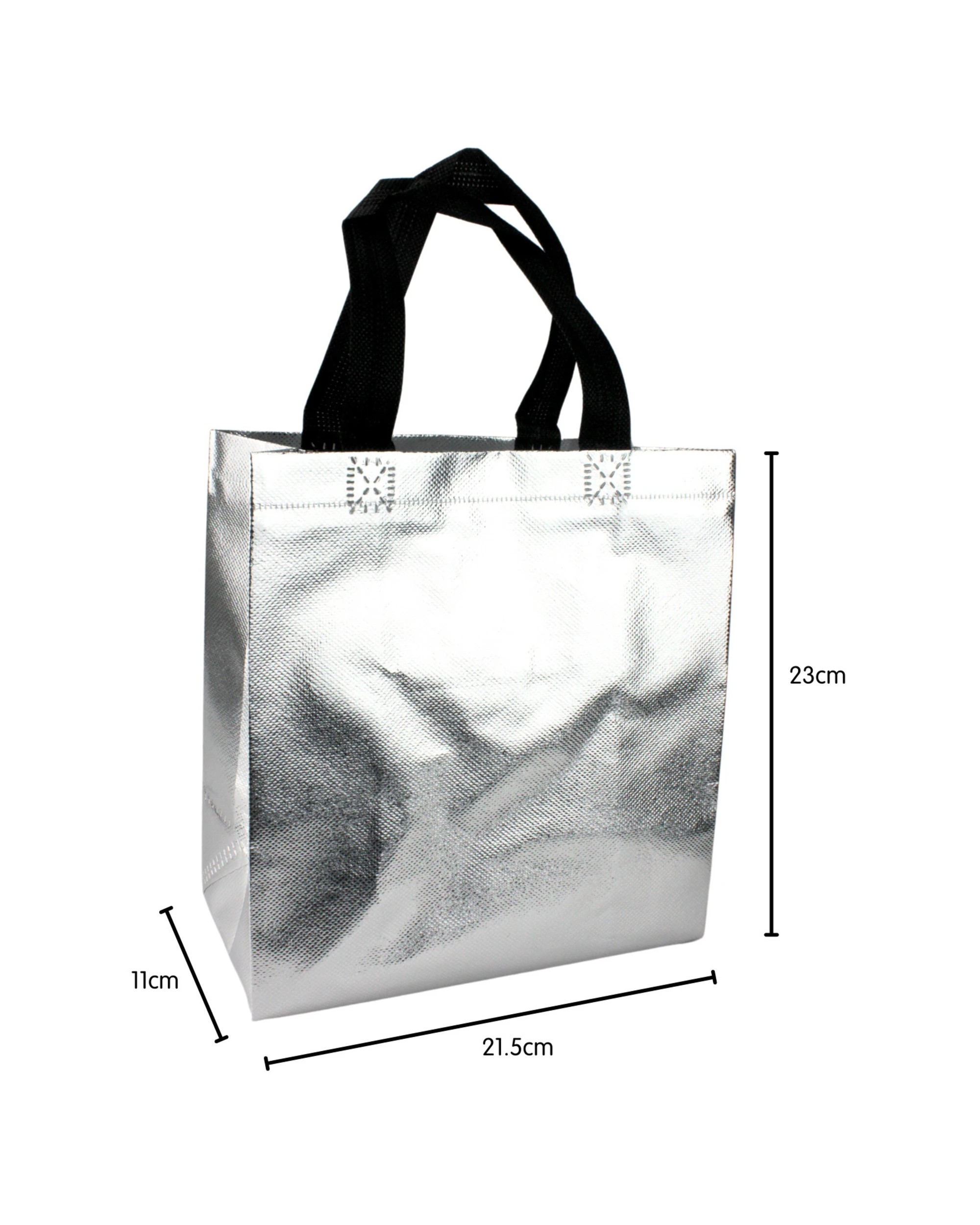 2 Party Maker Metallic Party Tote Bags Pack of 12 - Silver, 2 of 3