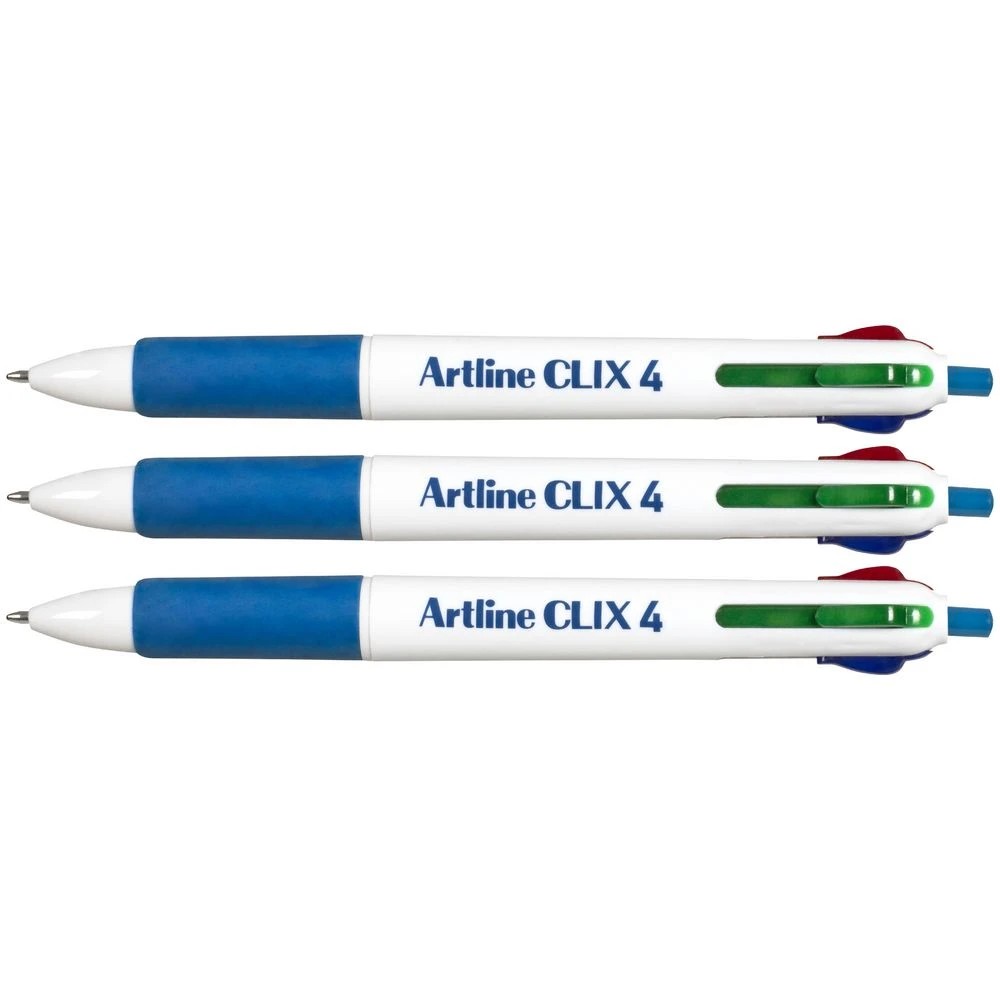 2 Artline Clix 4 Retractable Ballpoint Pens Assorted 3 Pack, 2 of 4