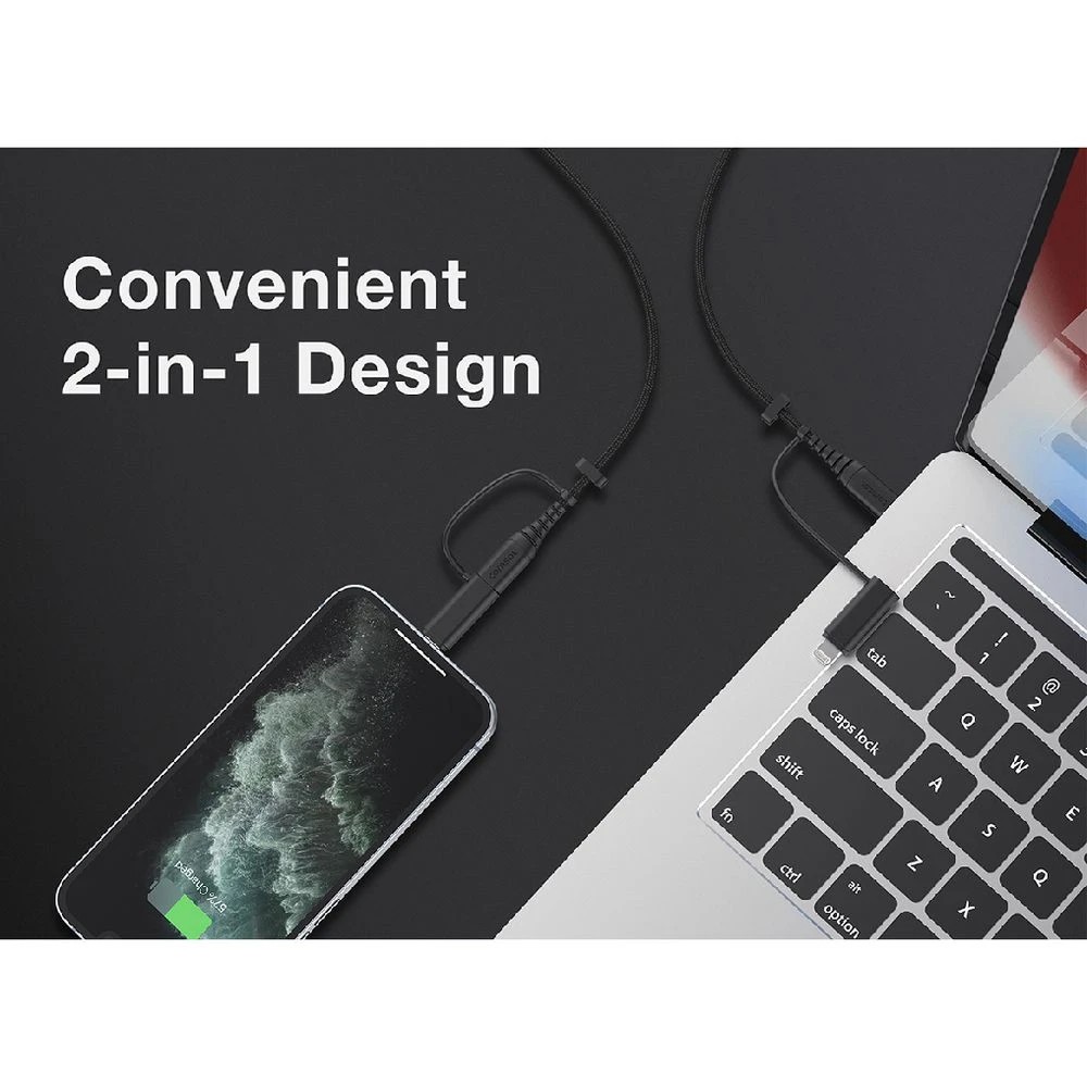 7 Comsol USB-C Cable with USB-C to Lightning Adapter 1.2m Black, 7 of 7