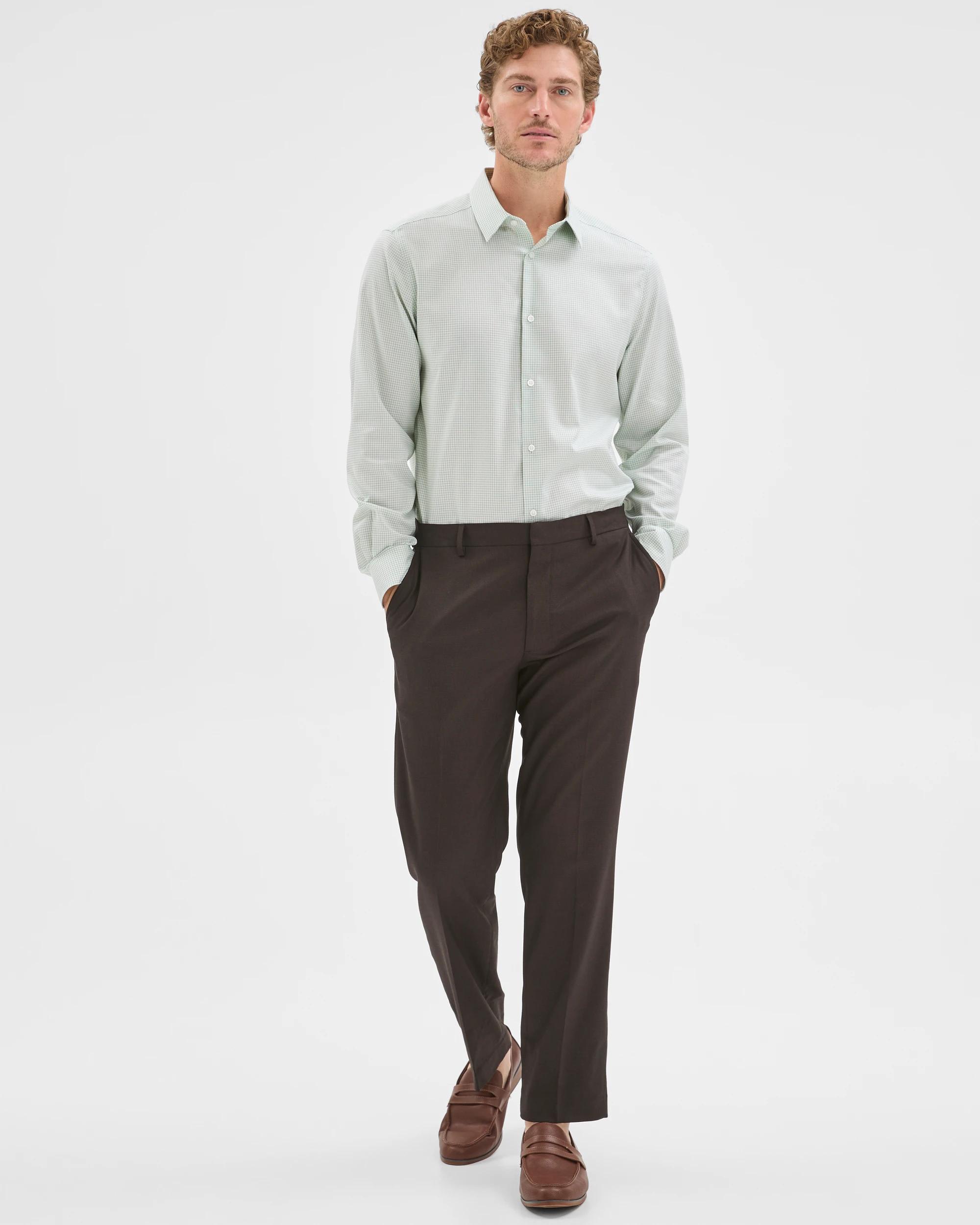 2 Preview Australian Cotton Long Sleeve Shirt DOBBY GREEN CHECK, 2 of 7