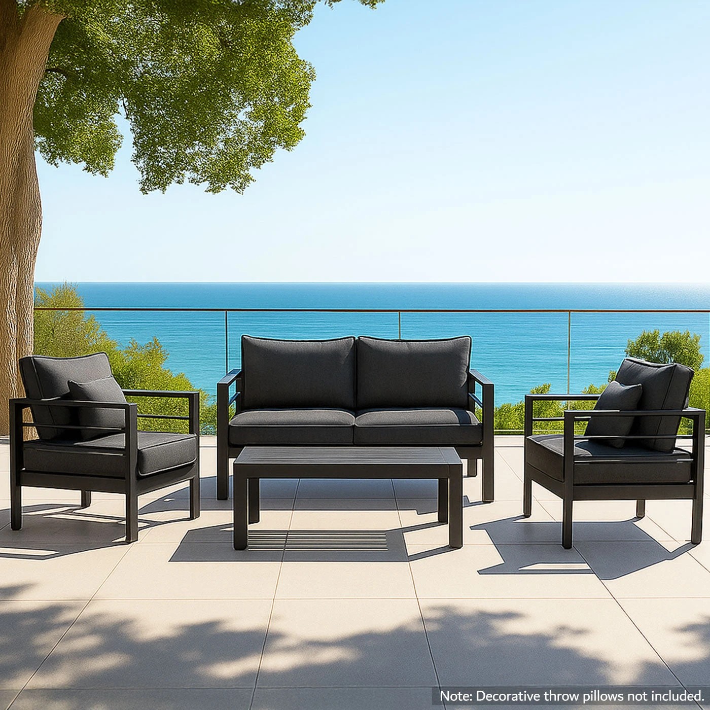 1 Moda Living Paris 4 Piece Charcoal Aluminium Sofa Lounge Set - Dark Grey Cushion - Charcoal, 1 of 7