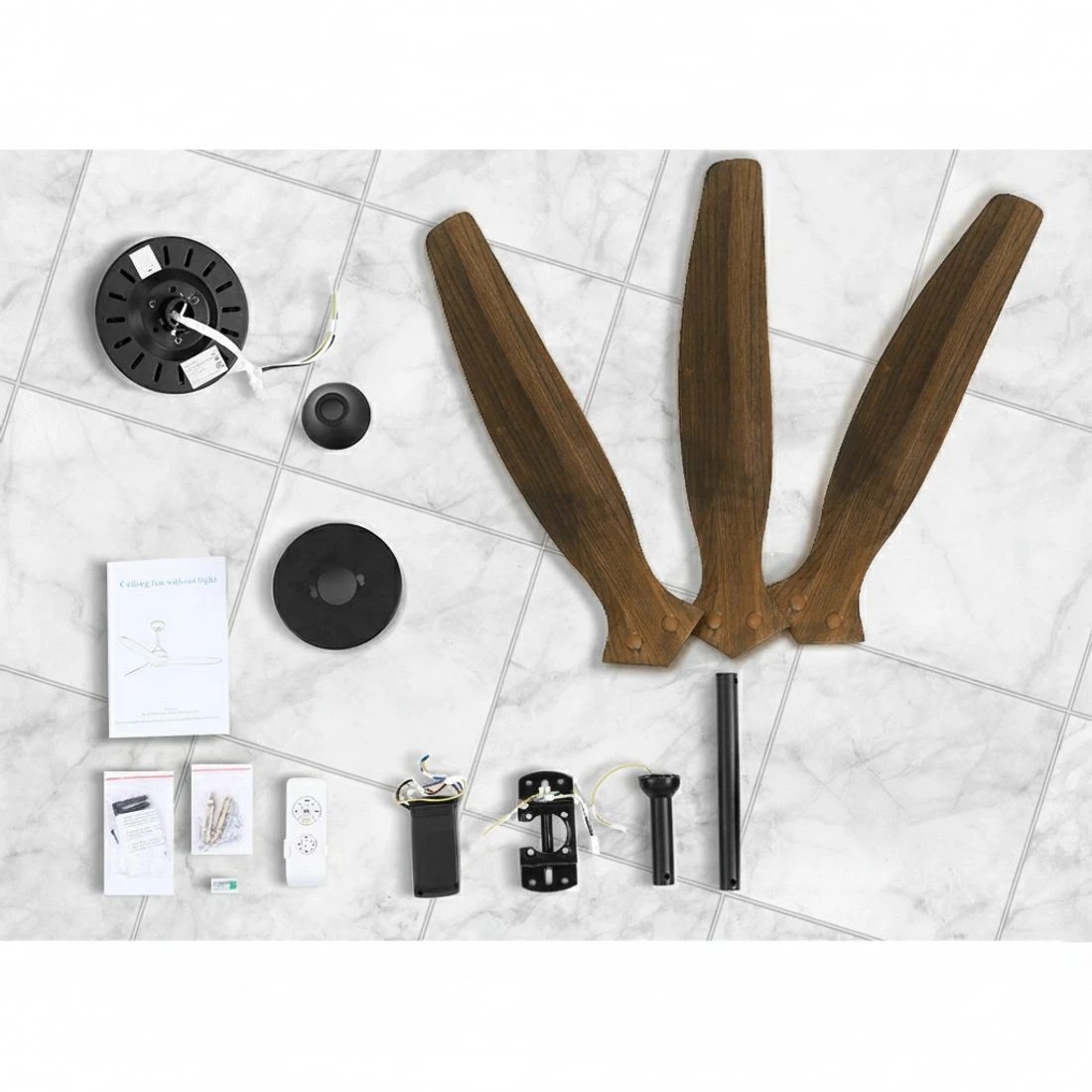 5 Devanti 52'' Ceiling Fan DC Motor 3 Blades w/Remote - Brown, 5 of 6