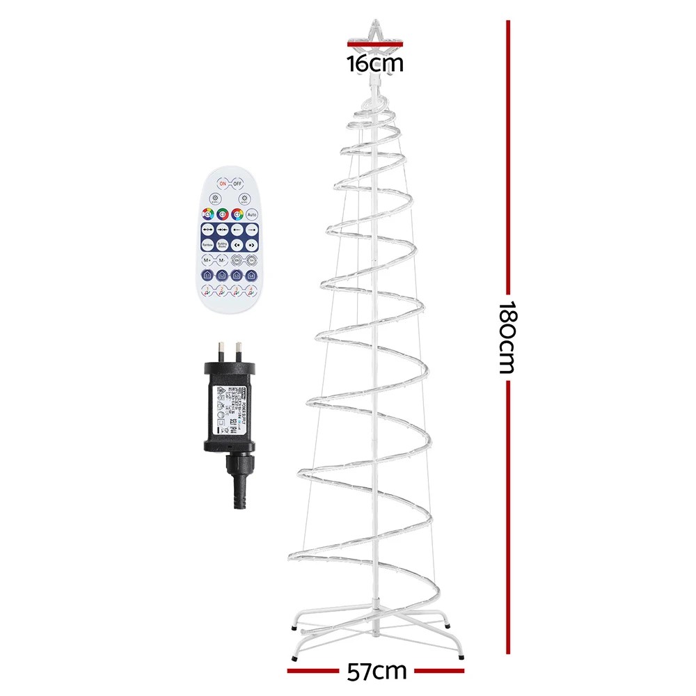 2 Jingle Jollys Christmas Tree 1.8m 100 RGB LED Rope Lights Xmas Trees Decoration - Multi, 2 of 7