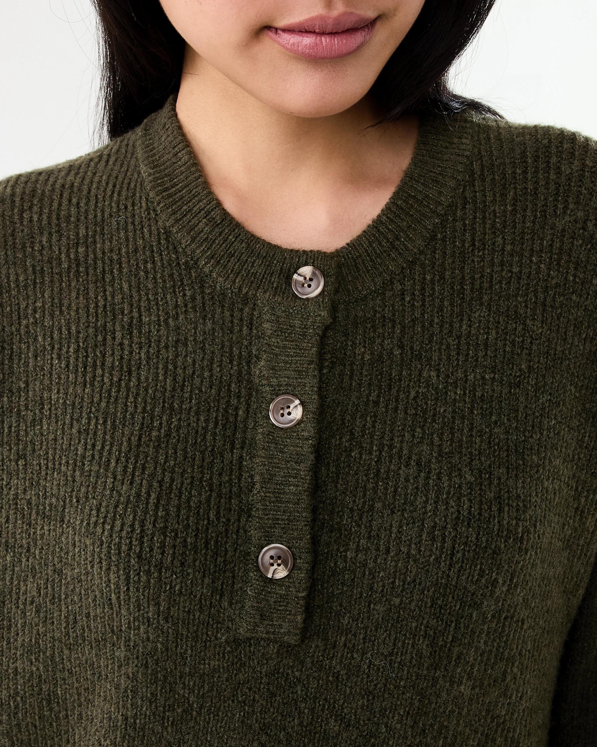 5 Quarter Button Jumper Deep Olive, 5 of 6