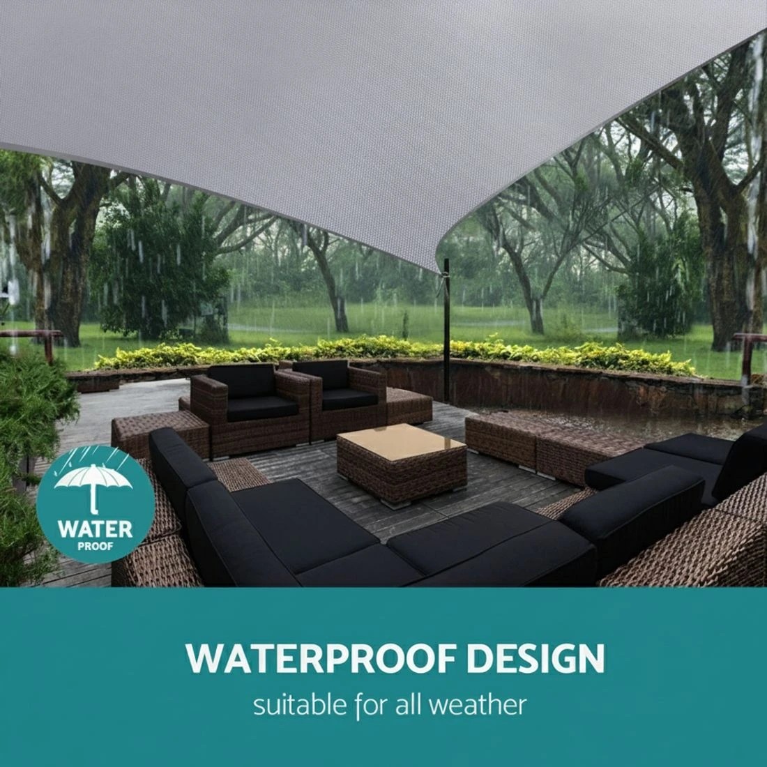 4 Instahut Waterproof Shade Sail Shade cloth Triangle Canopy 220GSM 4x4x4m - Grey, 4 of 6